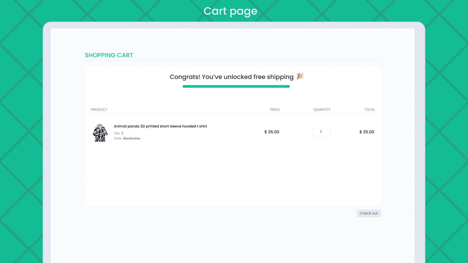 Cart goal reached for free shipping bar