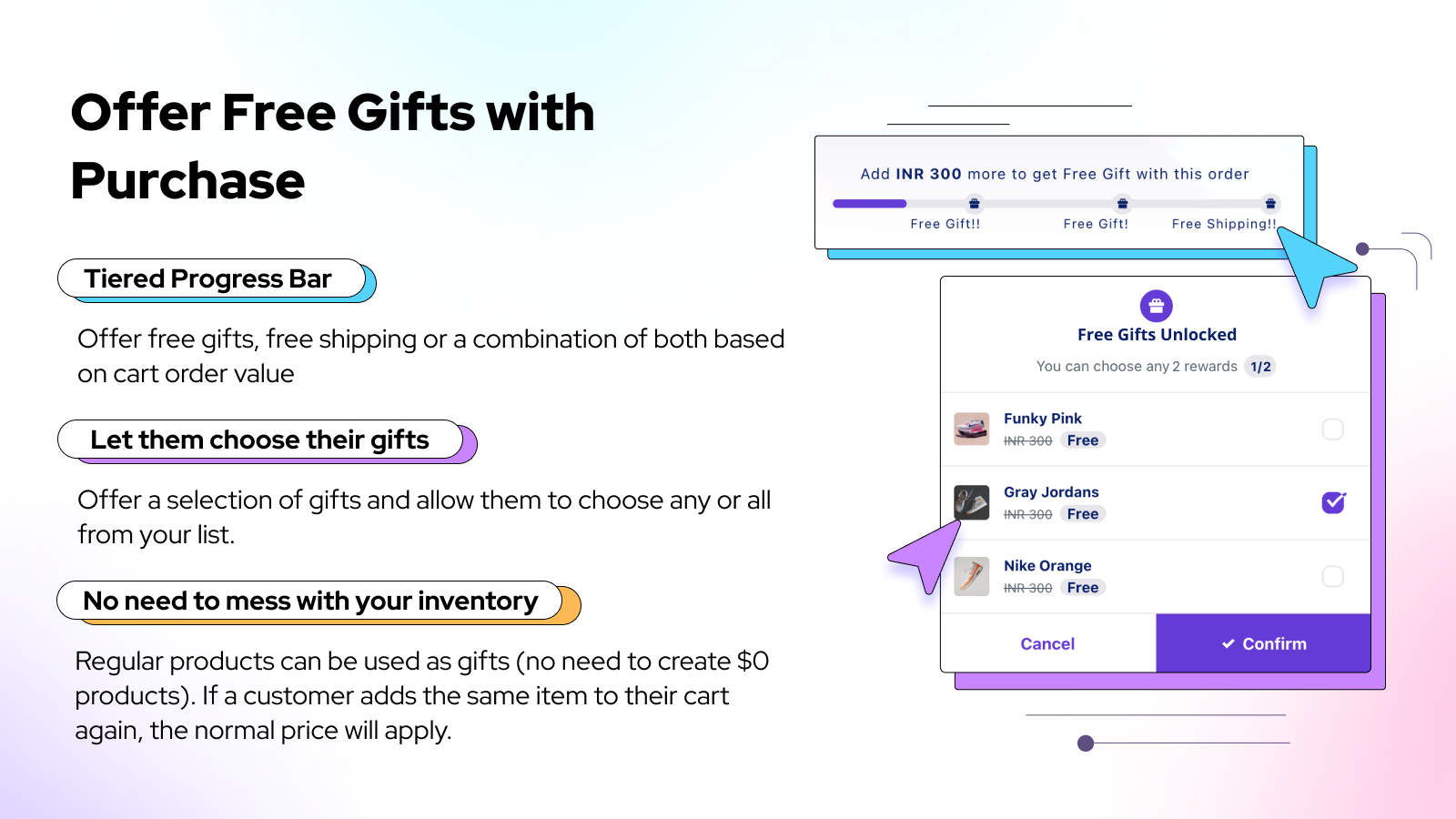 Cart goals to give Free Gifts to select target audience