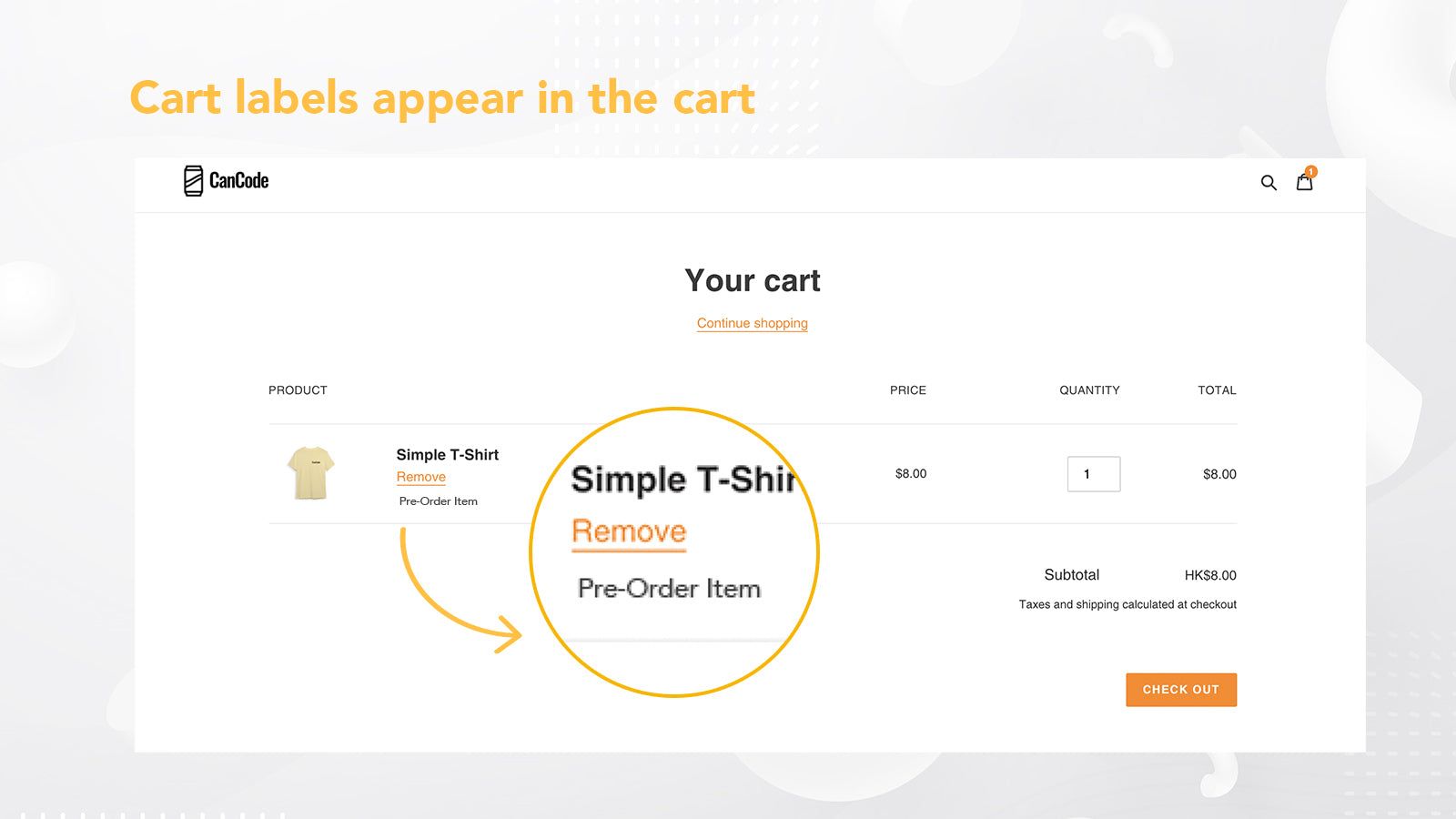 Cart labels appears in the cart Can Code