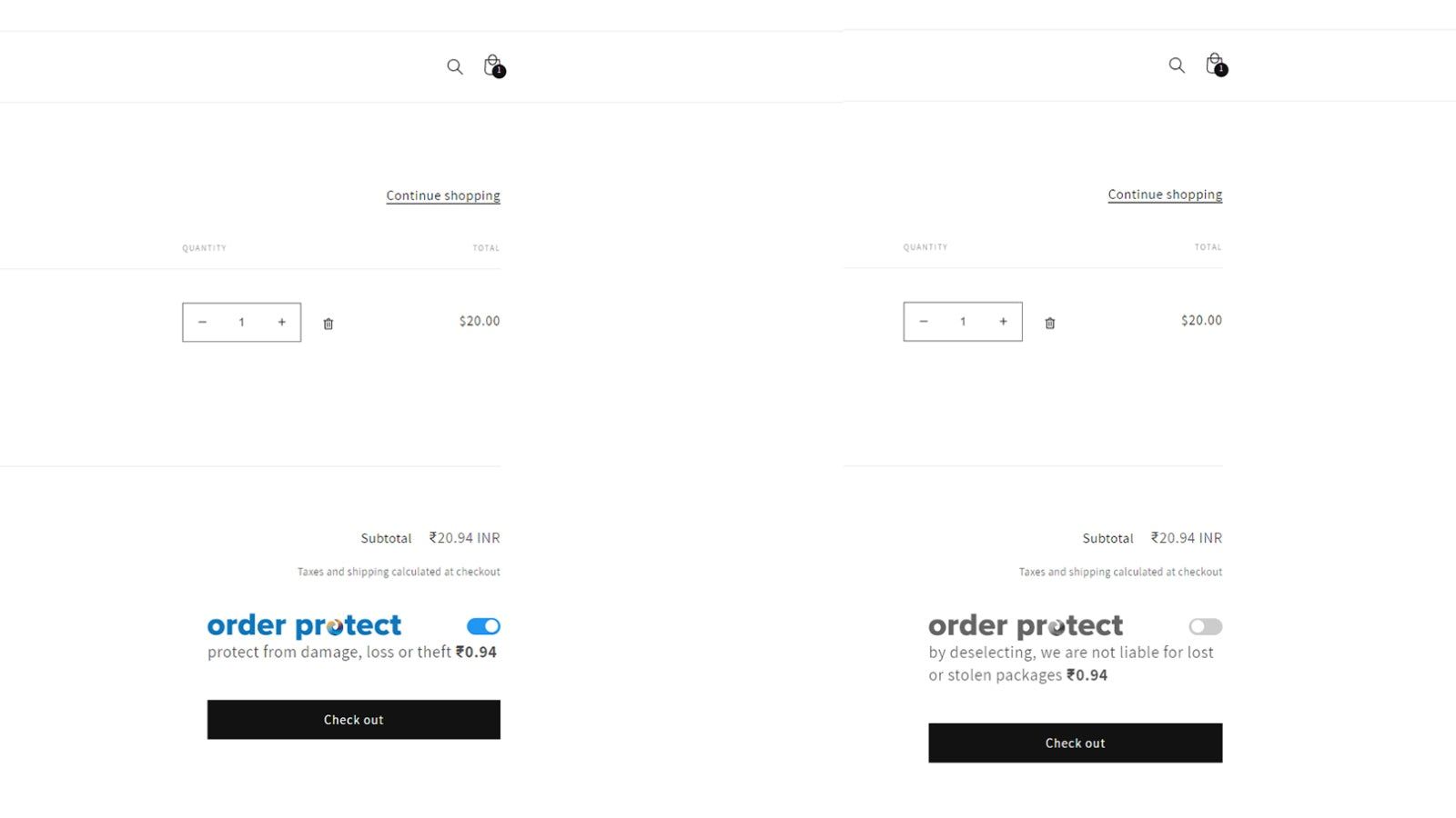 Cart Page | Example of Widget in Cart