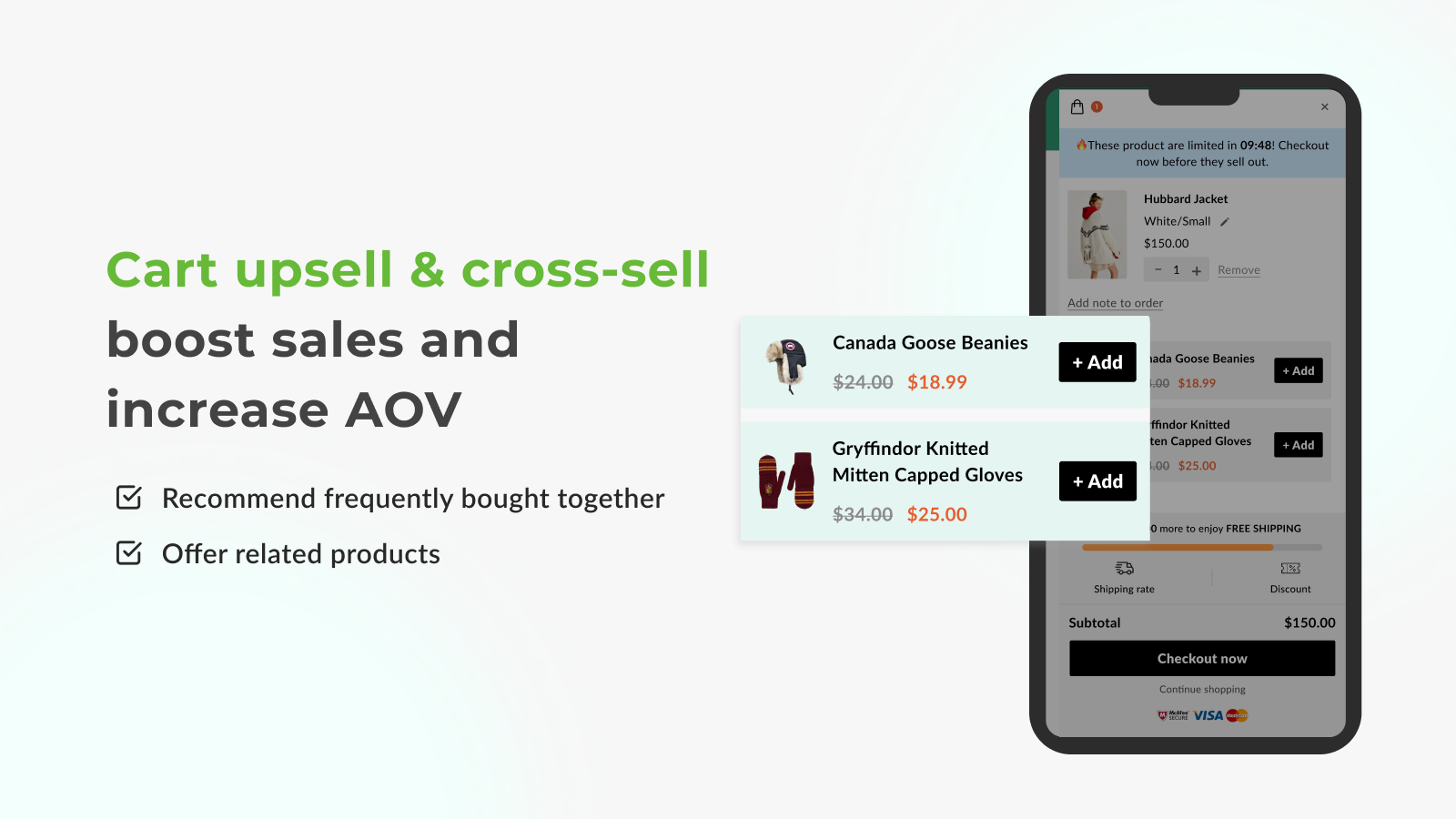 Cart upsell & cross-sell boost sales and increase AOV