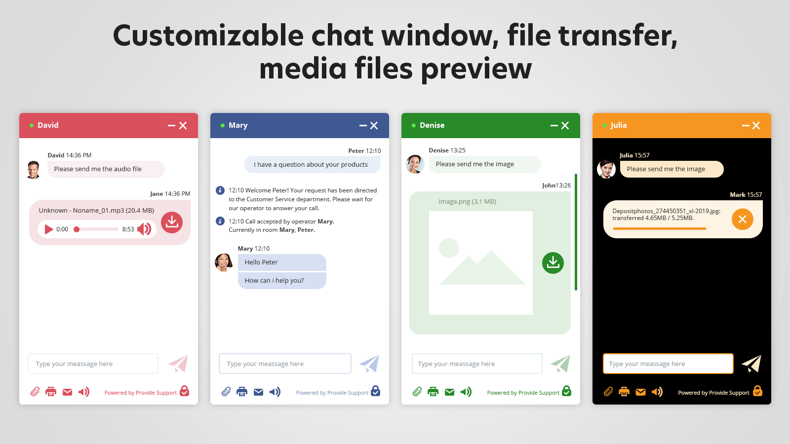 Change live chat window color, size, position. Adjust messages