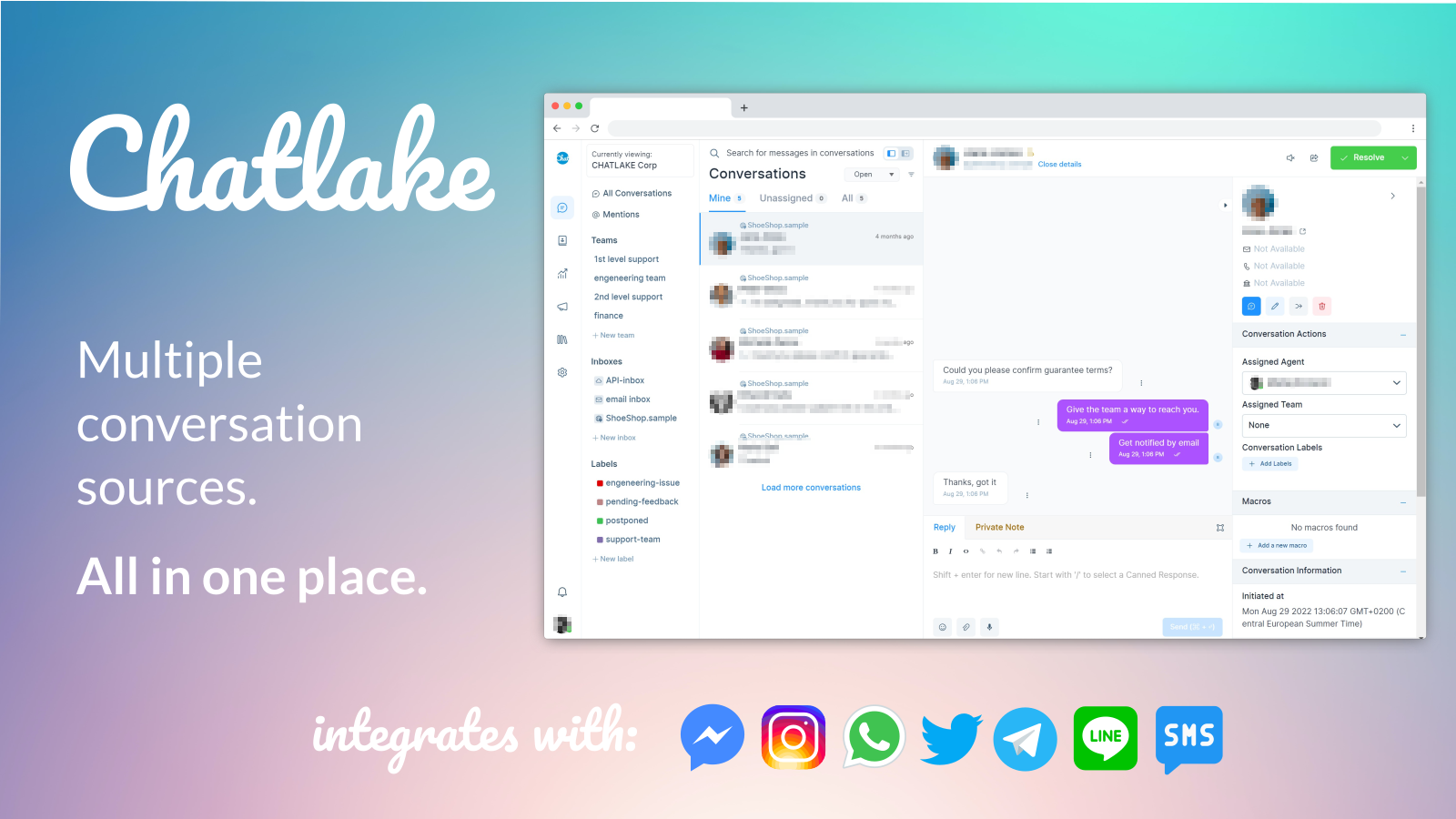 Chatlake - Shopify integrated Webchat with social media sync