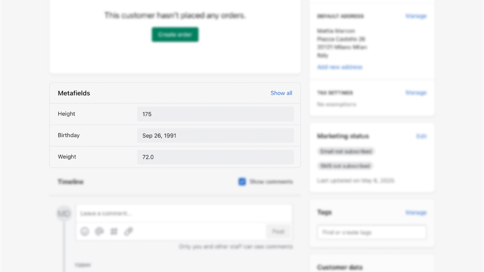Check custom fields on Shopify customer page