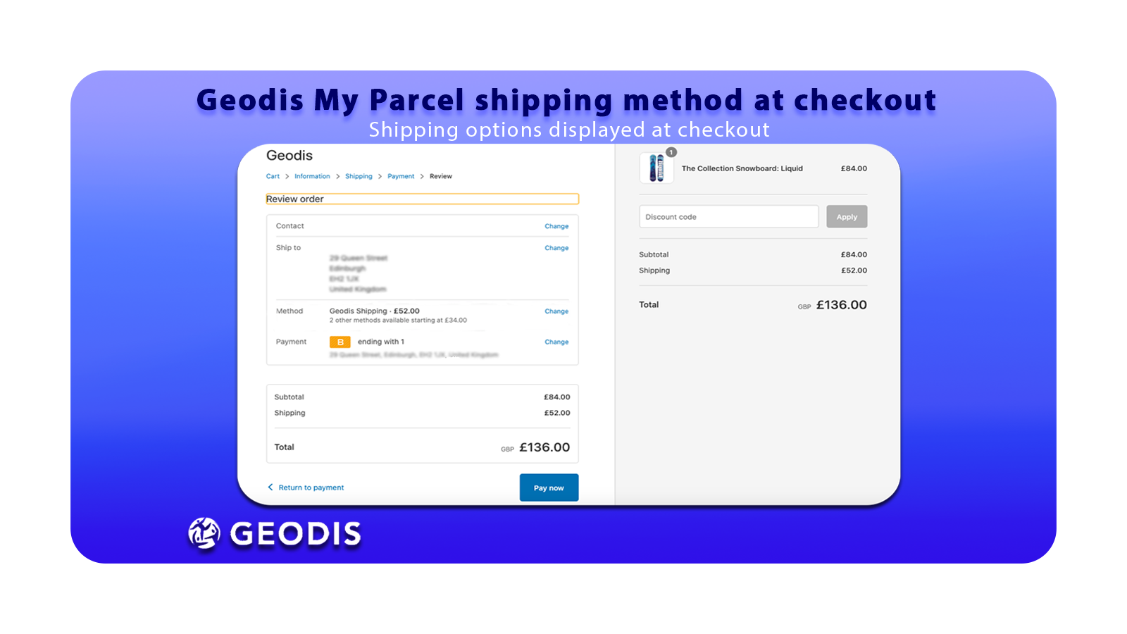 Check out page showing shipping costs