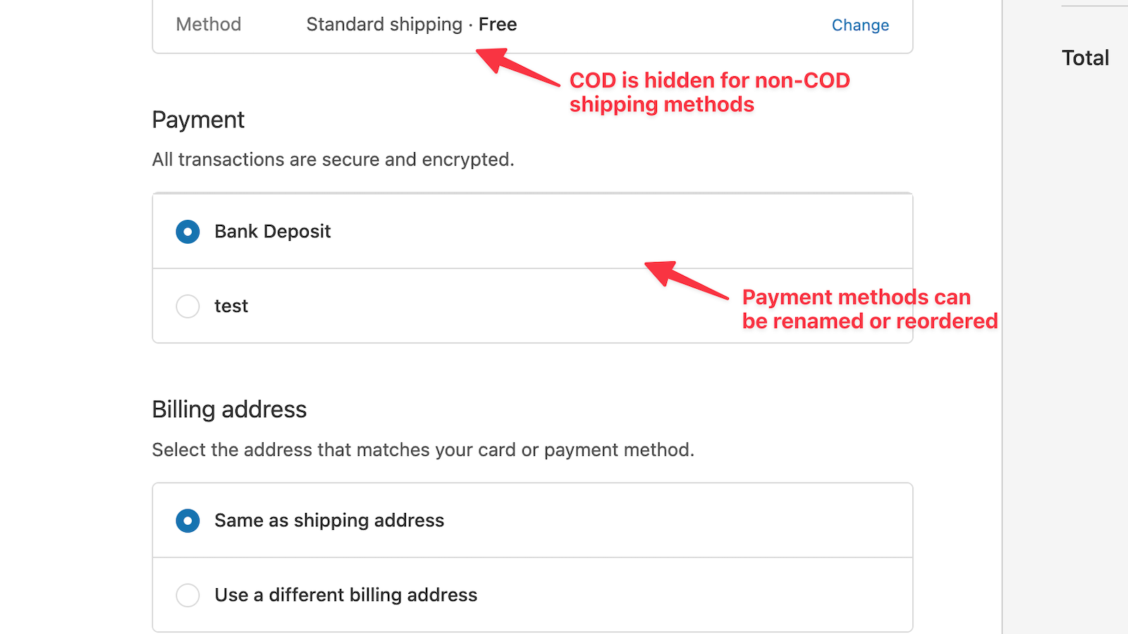 Checkout payment method step