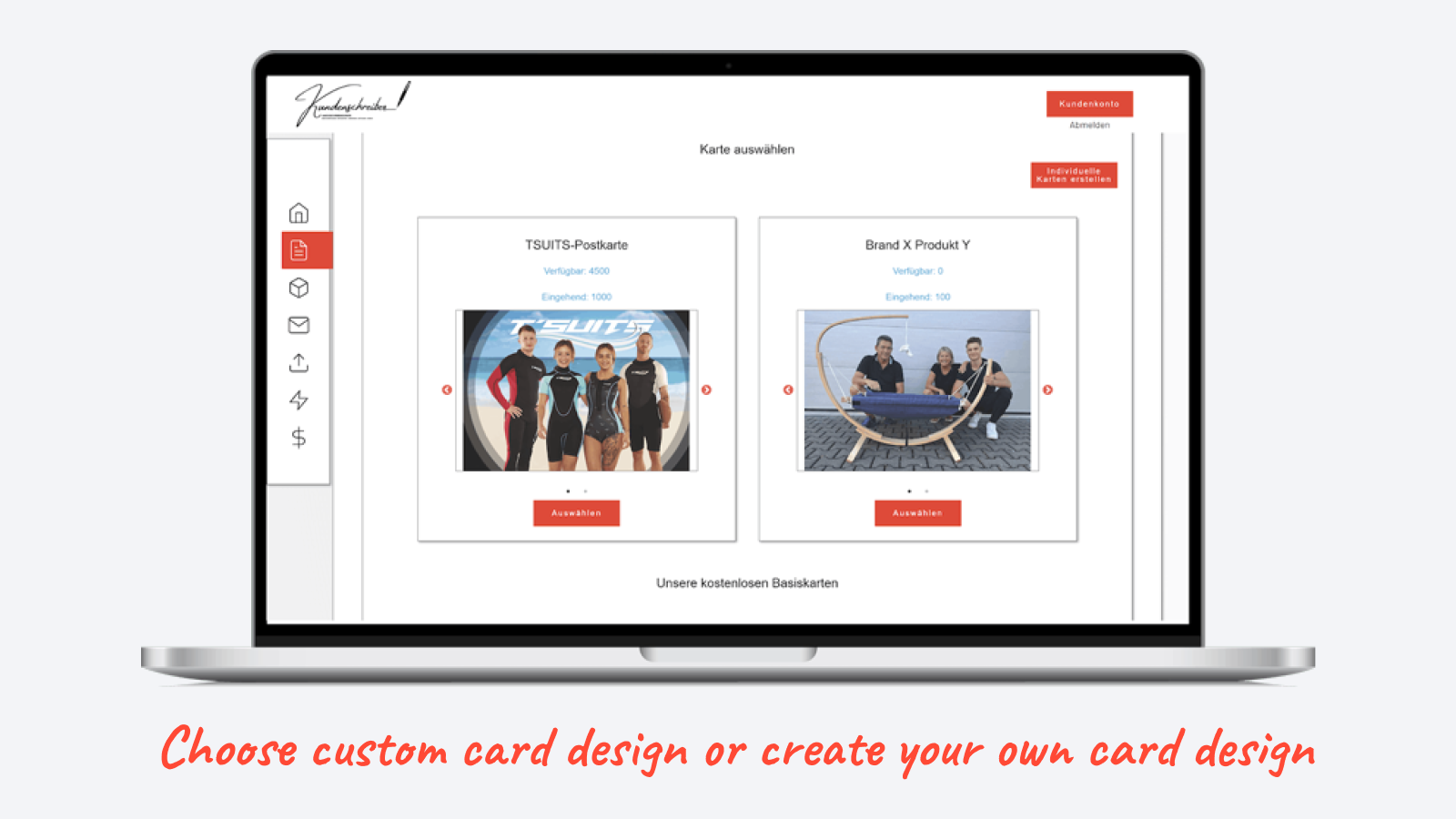 Choose custom card design or create your own card design