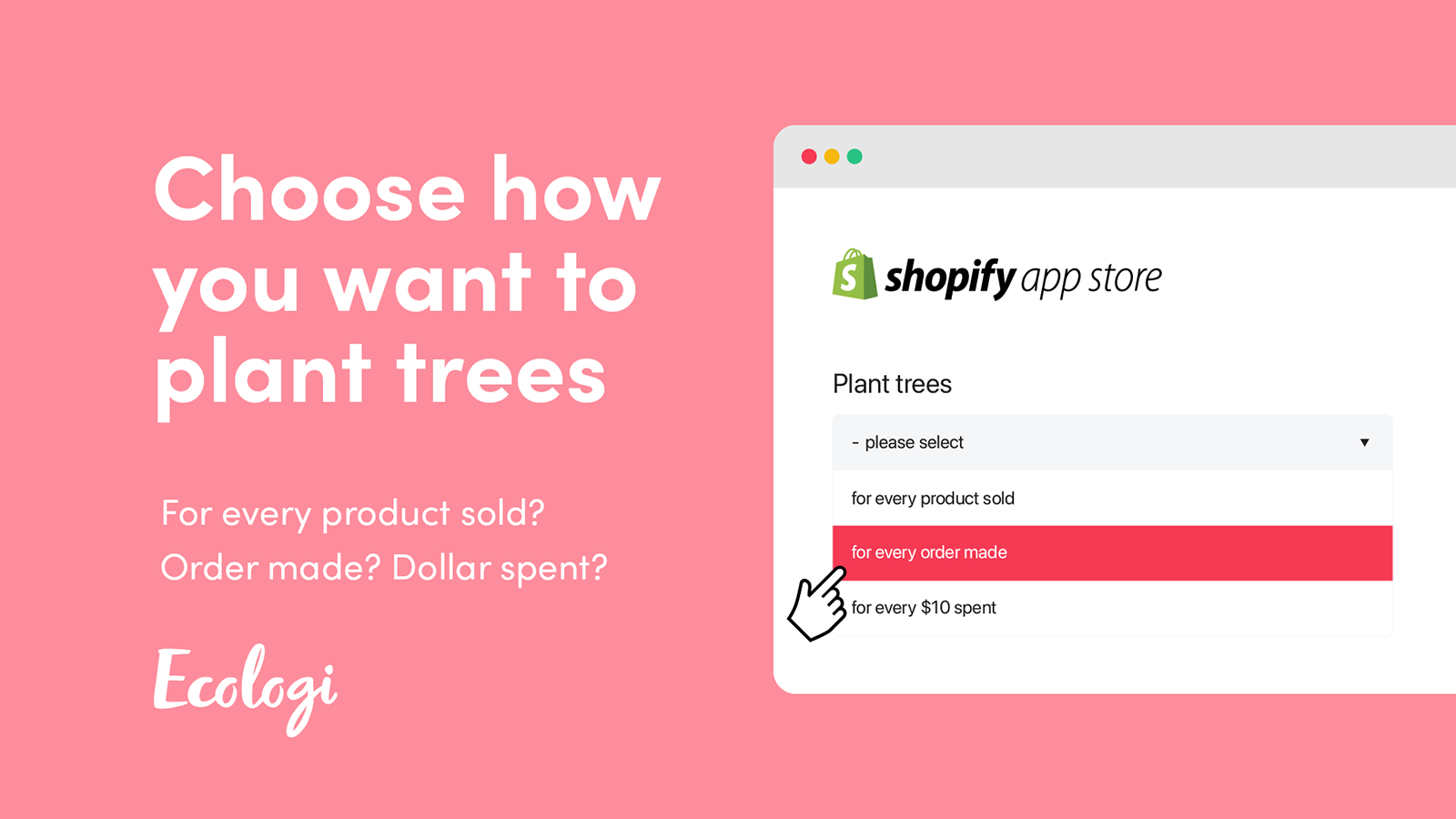Choose how you want to fund tree planting via your store