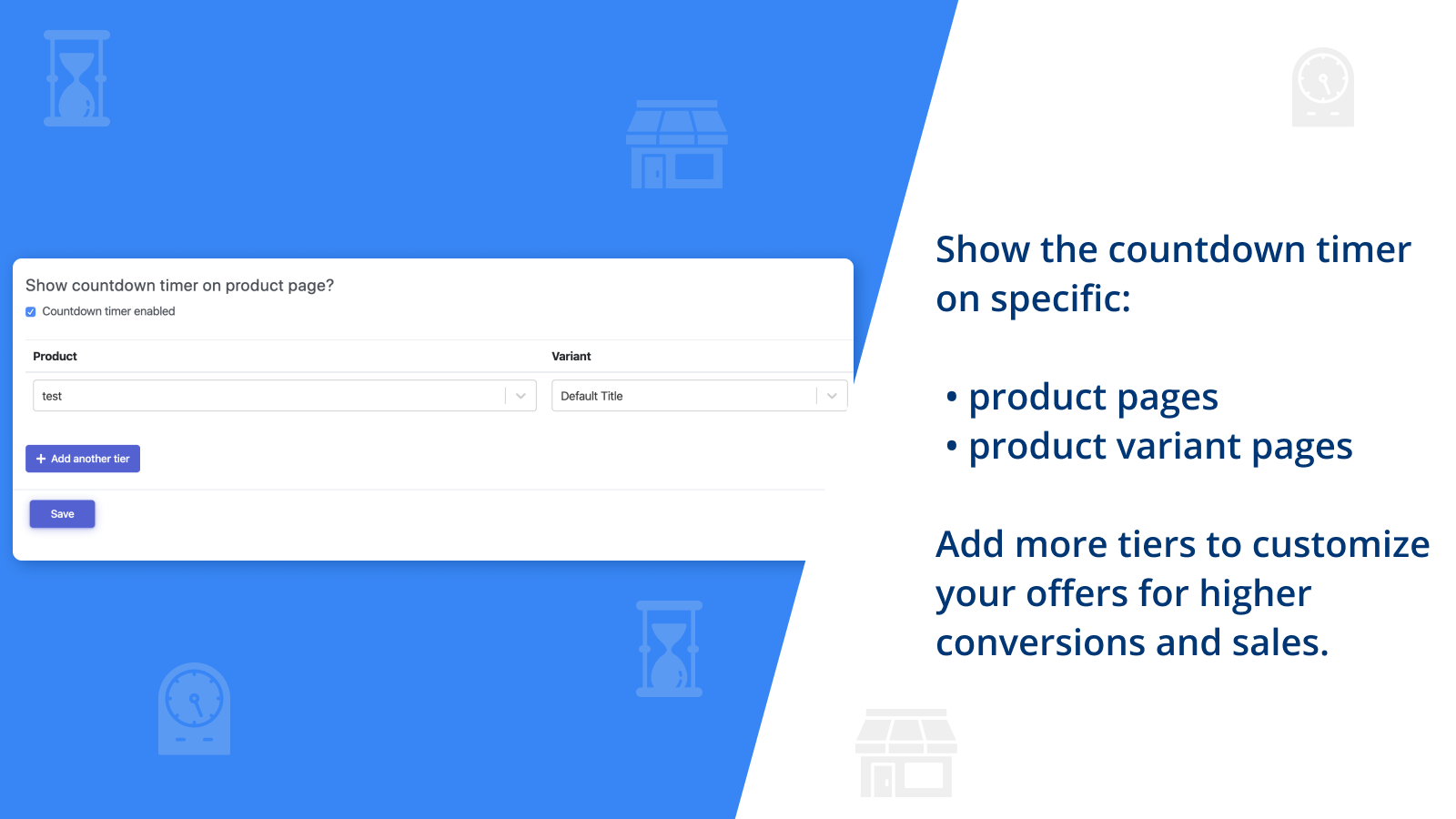 Choose the product page or product variant for countdown timer