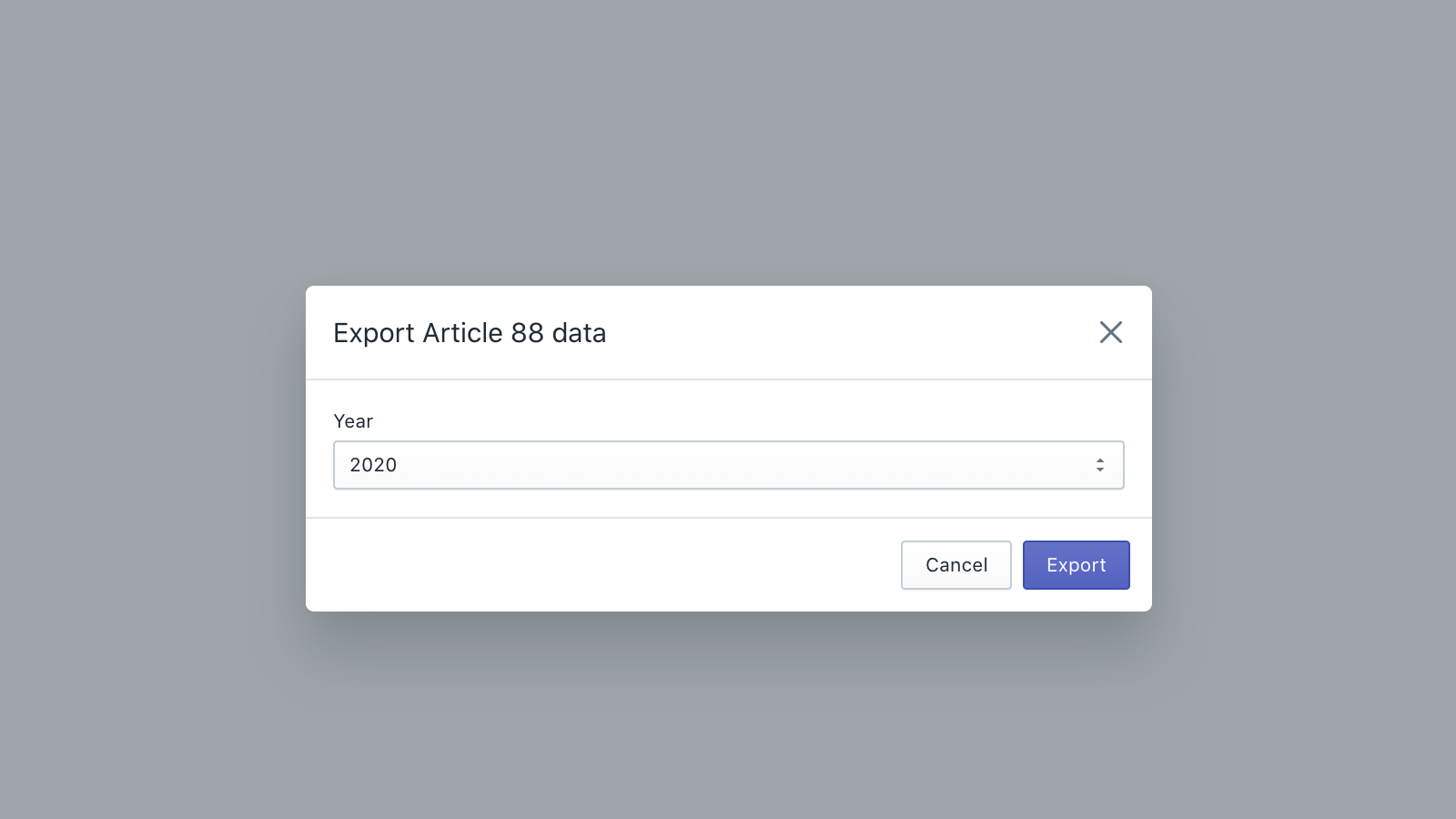 Choose the year for the data export