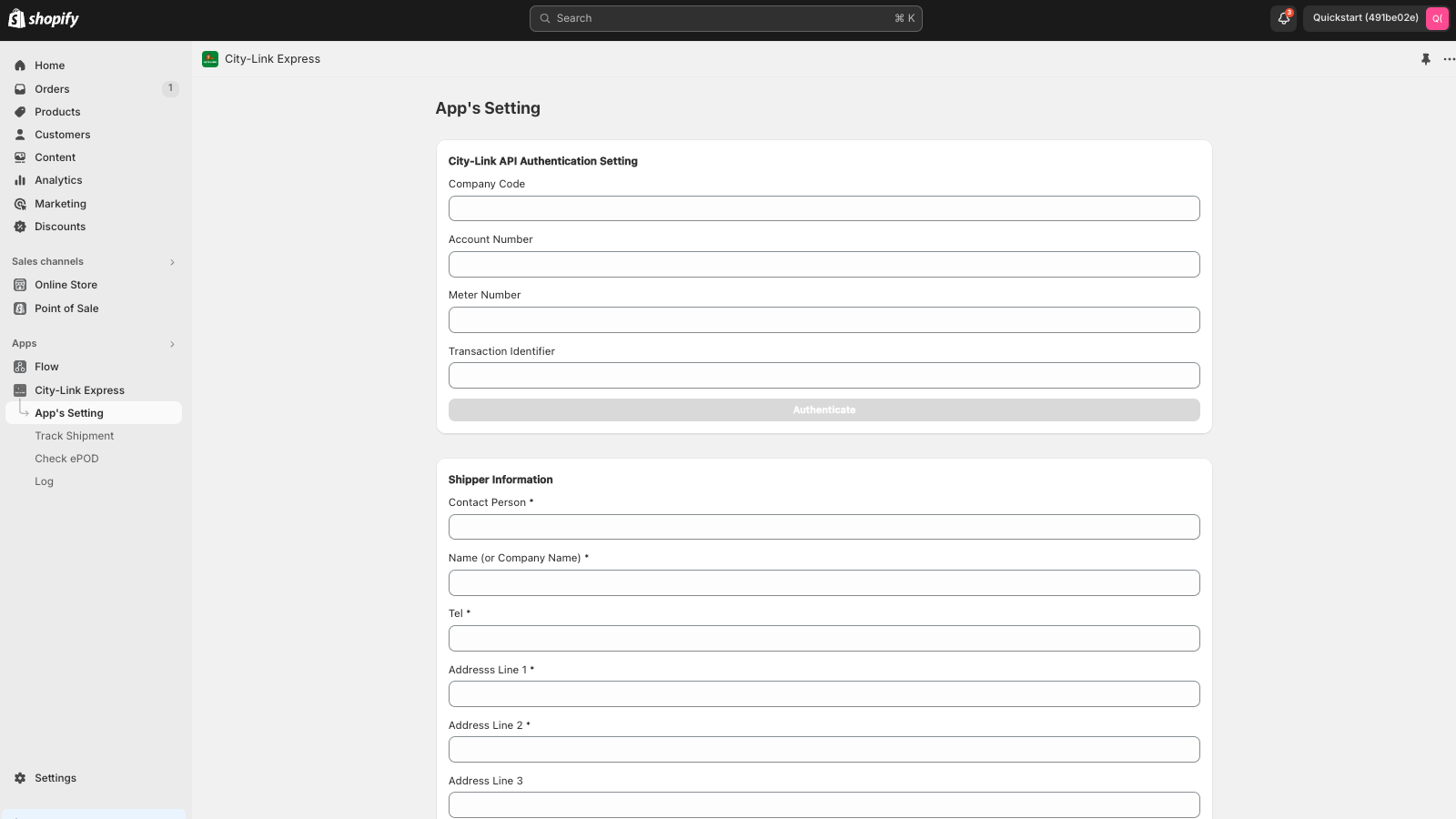 City-Link Express Account Settings & Configuration