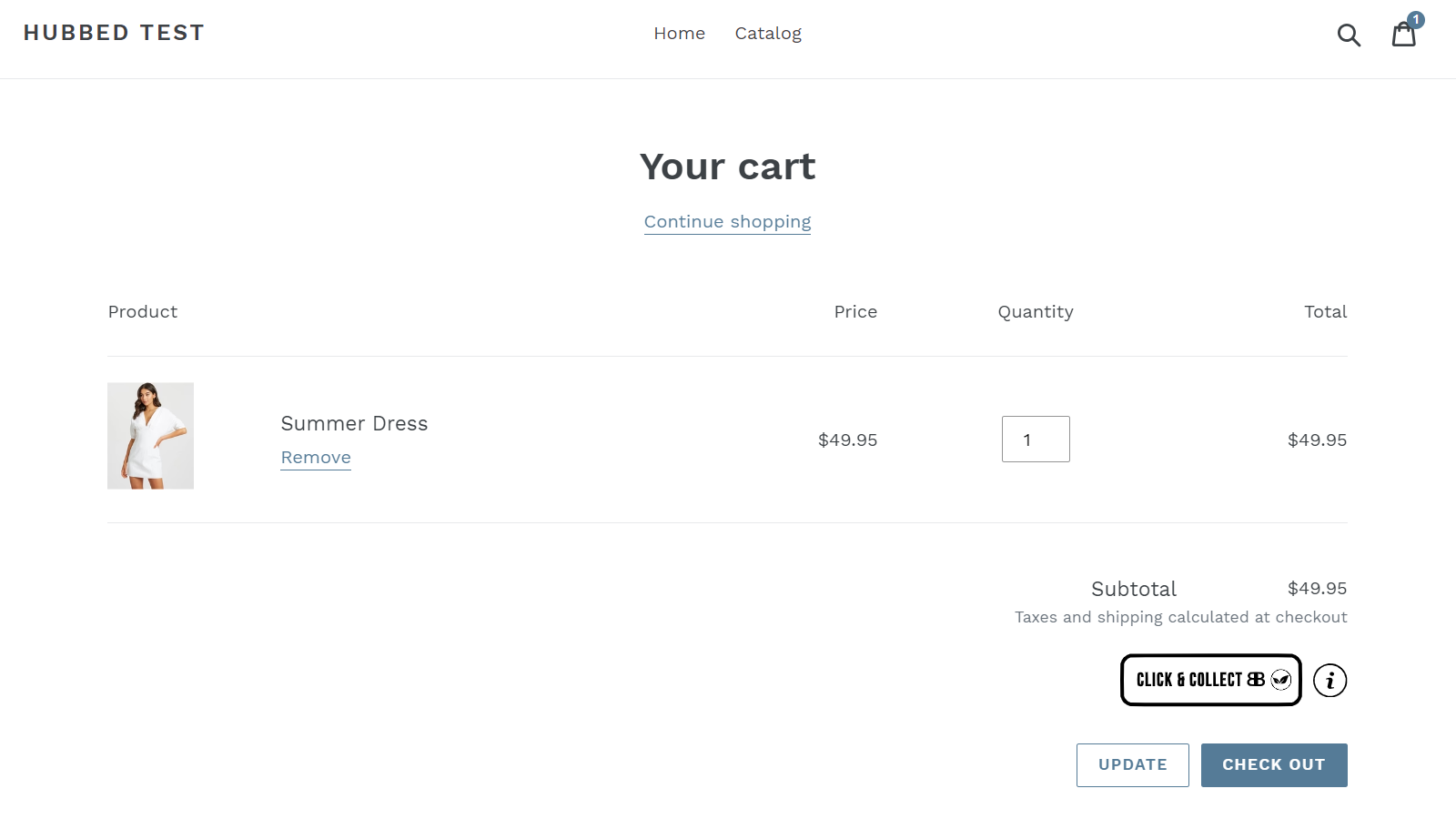 Click & Collect in e-commerce shopping cart