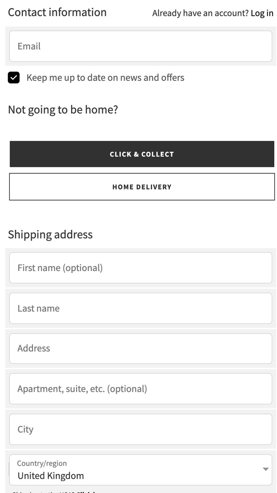 Click & Collect launch toggle