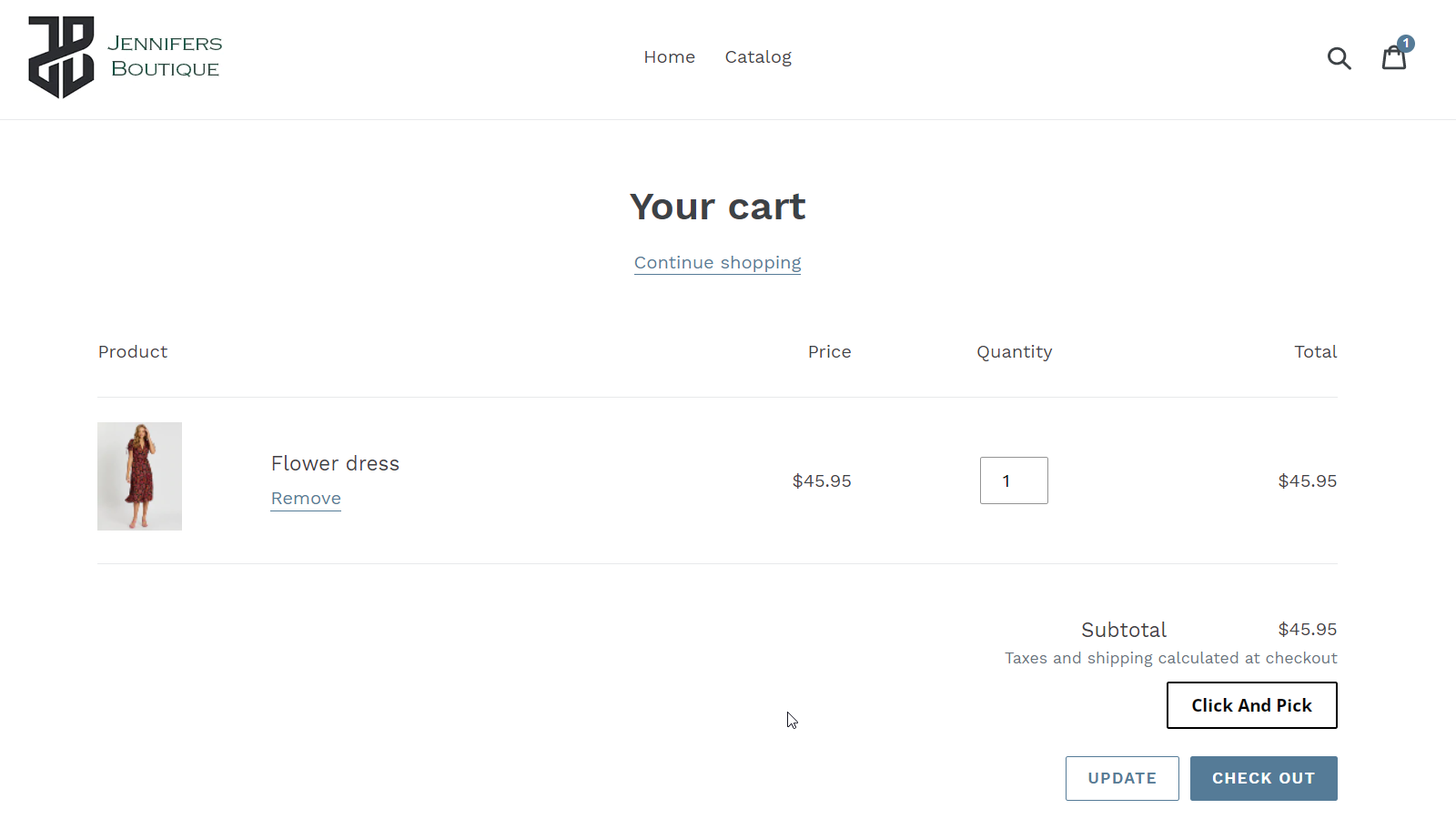 Click & Pick in e-commerce shopping cart