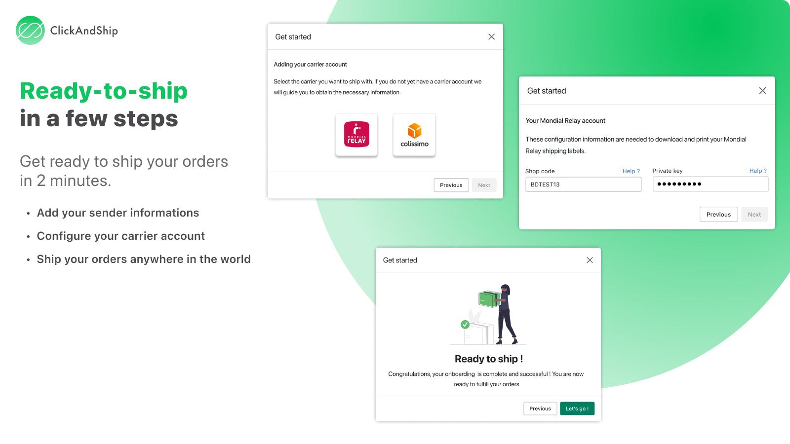 ClickAndShip - ready to ship in a few steps