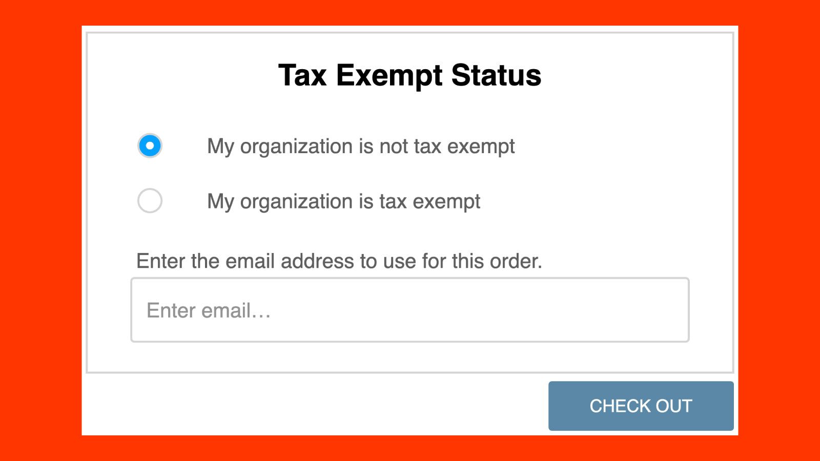 Close up image of Tax Exempt Status widget