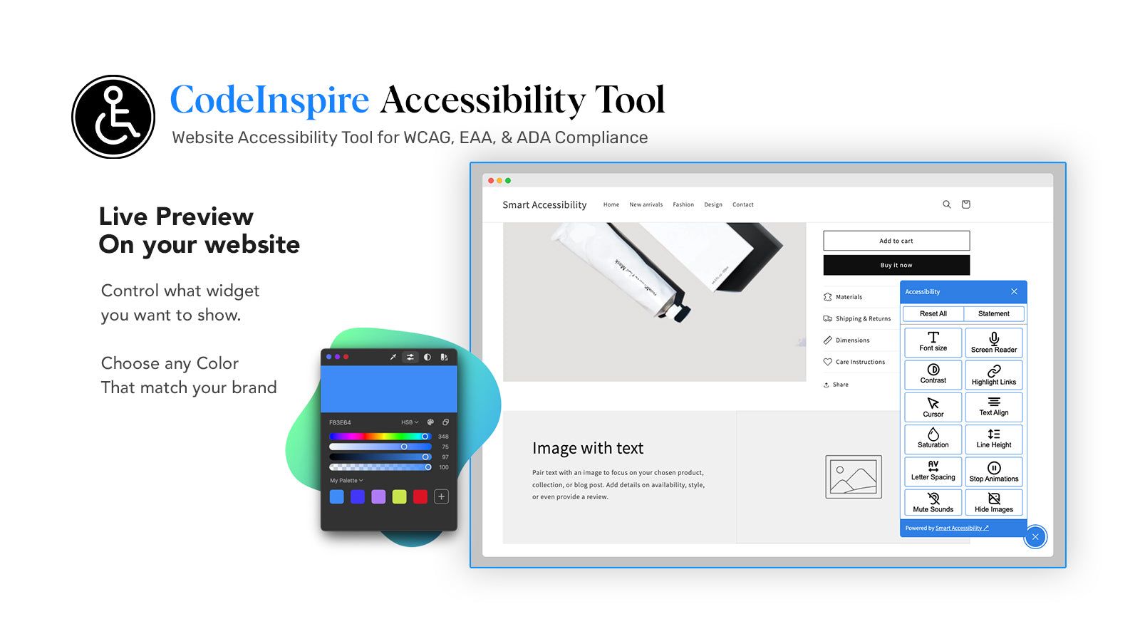 CodeInspire Accessibility Tool live preview on website