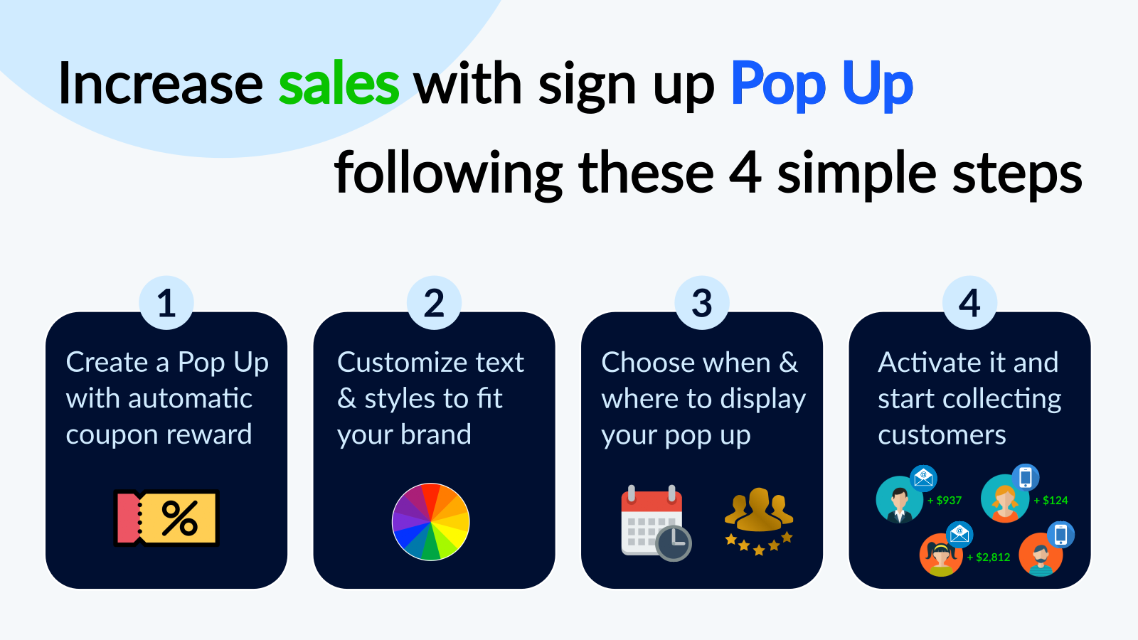 Collect customers with 4 simple steps using signup pop up