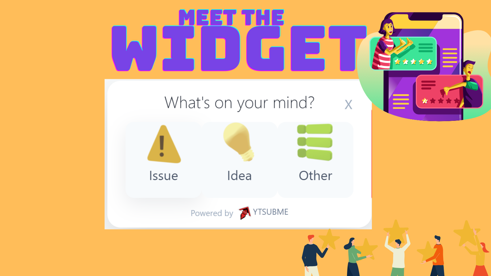 Collect issues, ideas and compliments with a simple widget. Rece