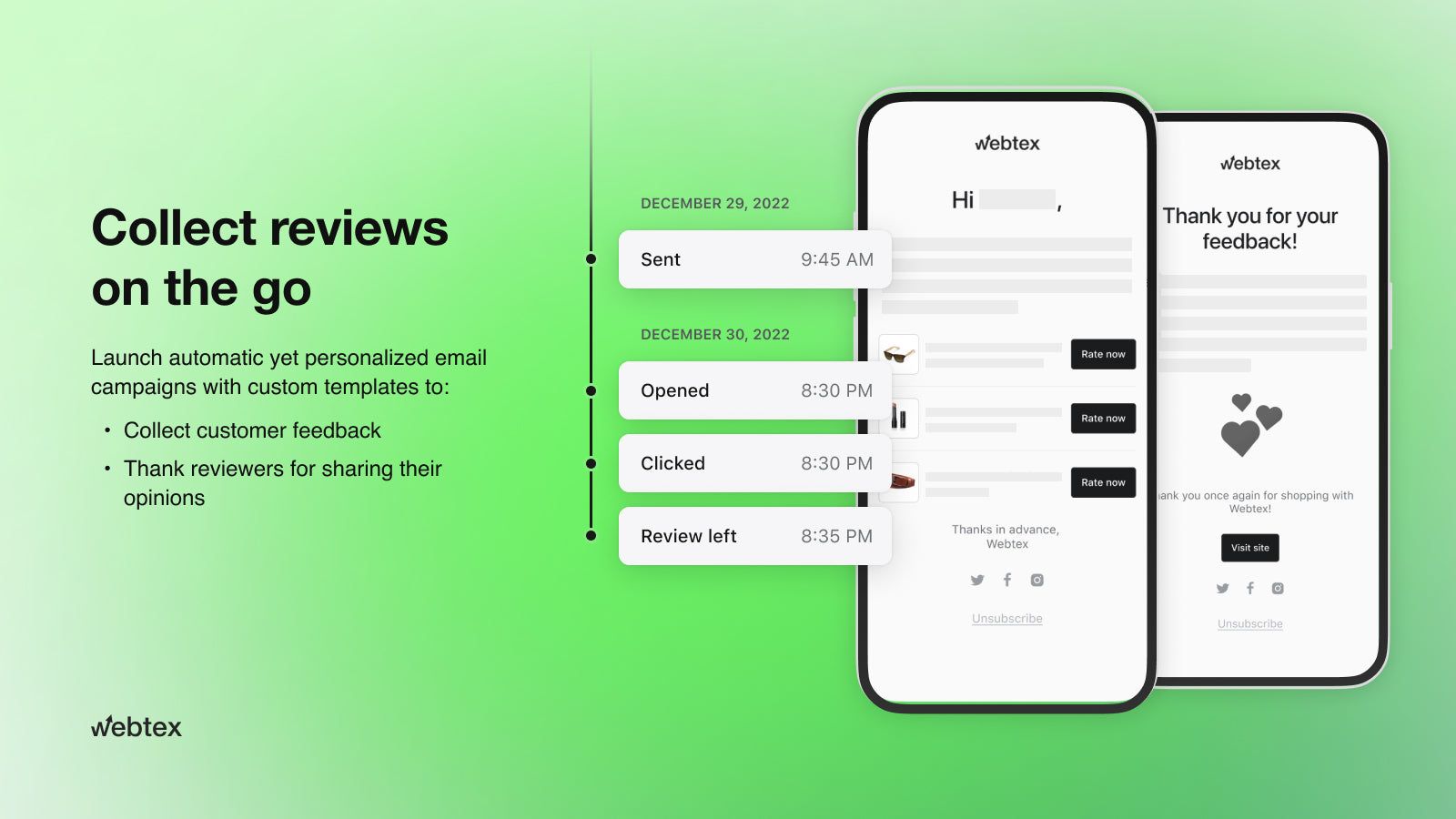 Collect reviews with emails
