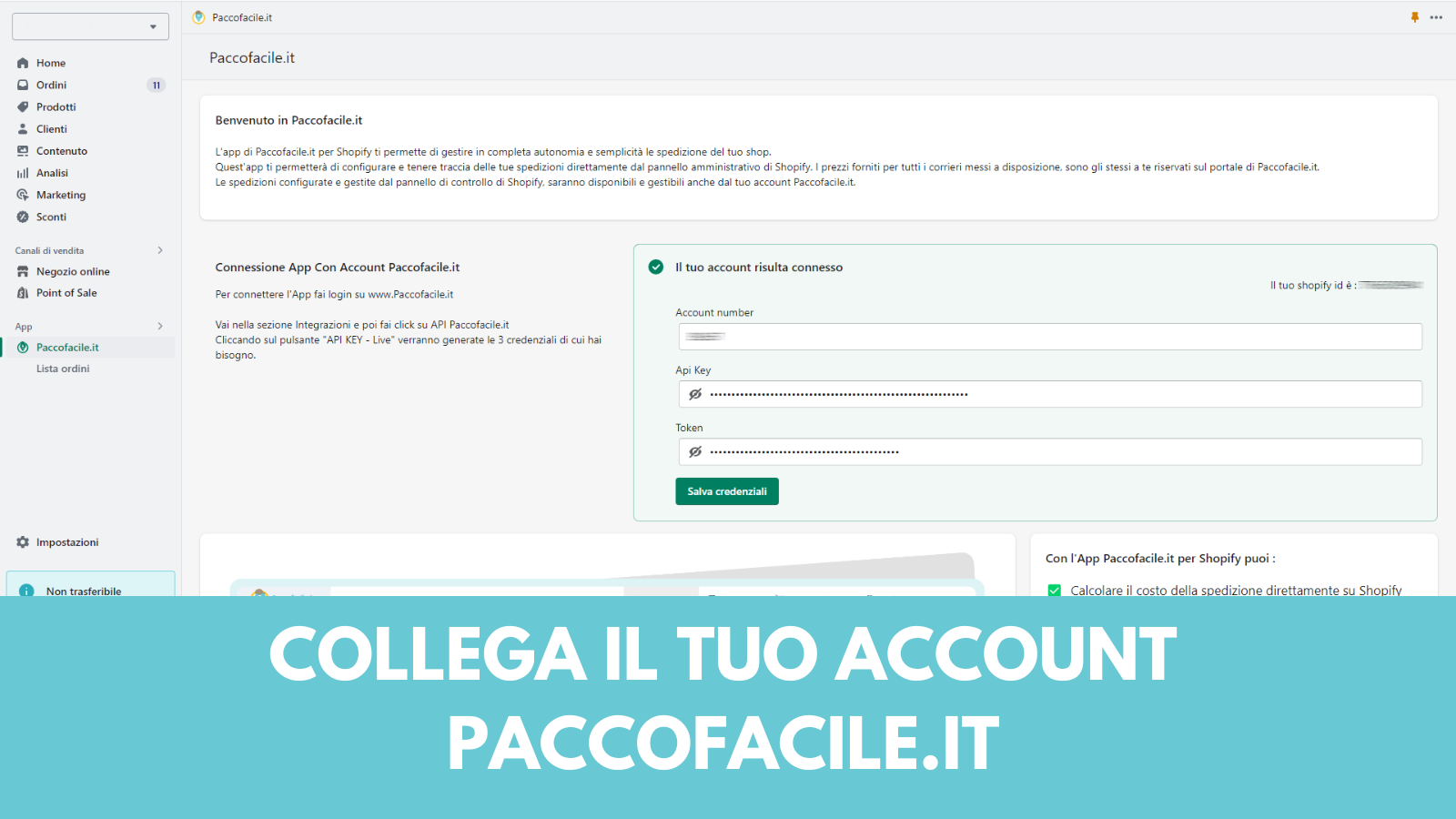 Collega il tuo account Paccofacile.it