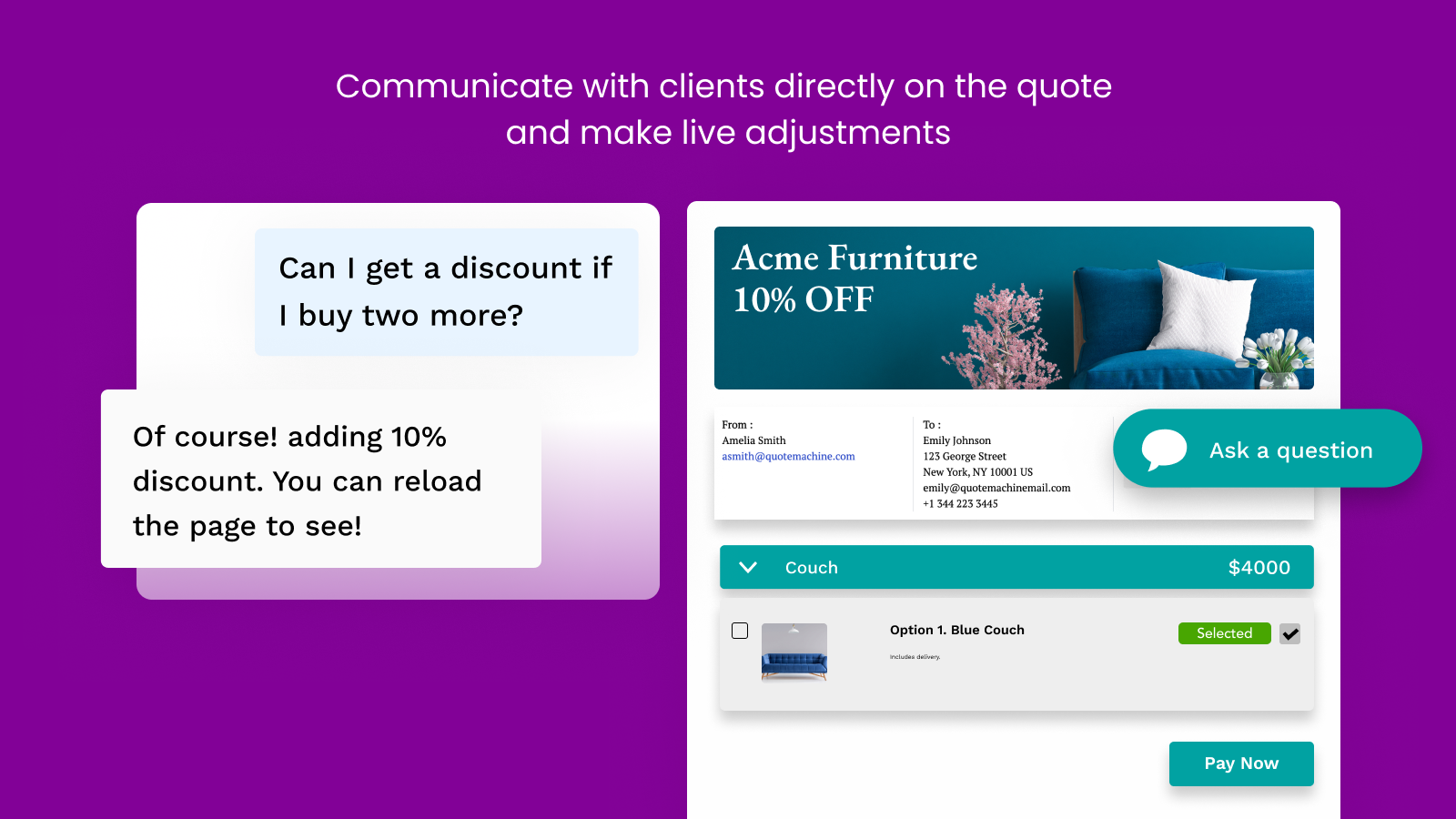 communicate with clients using the live chat
