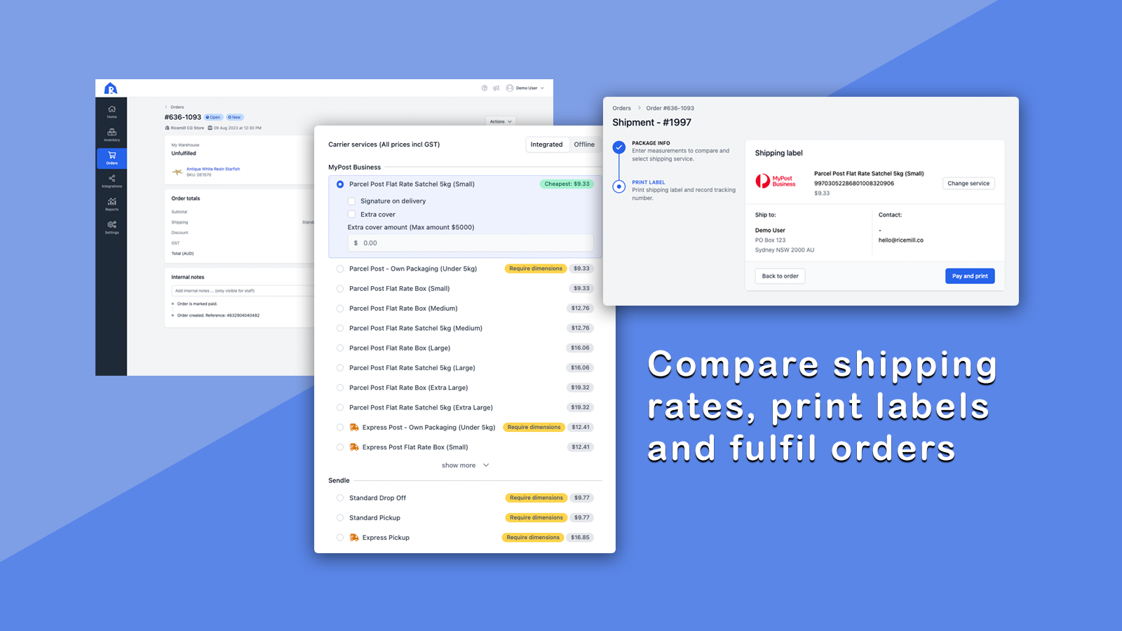 Compare shipping rates, print labels and fulfil orders
