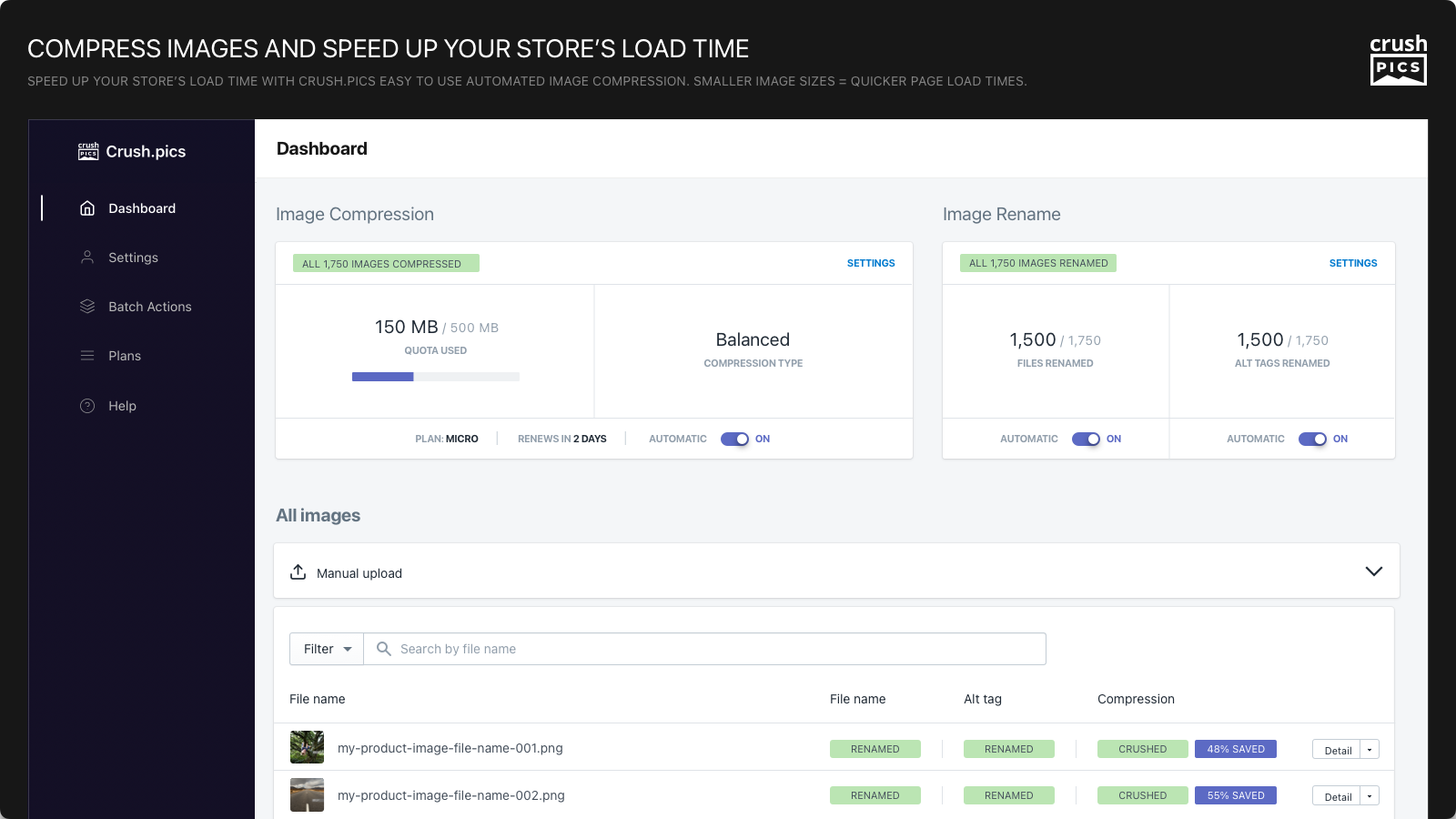 compress & optimize images and speed up your store's load time