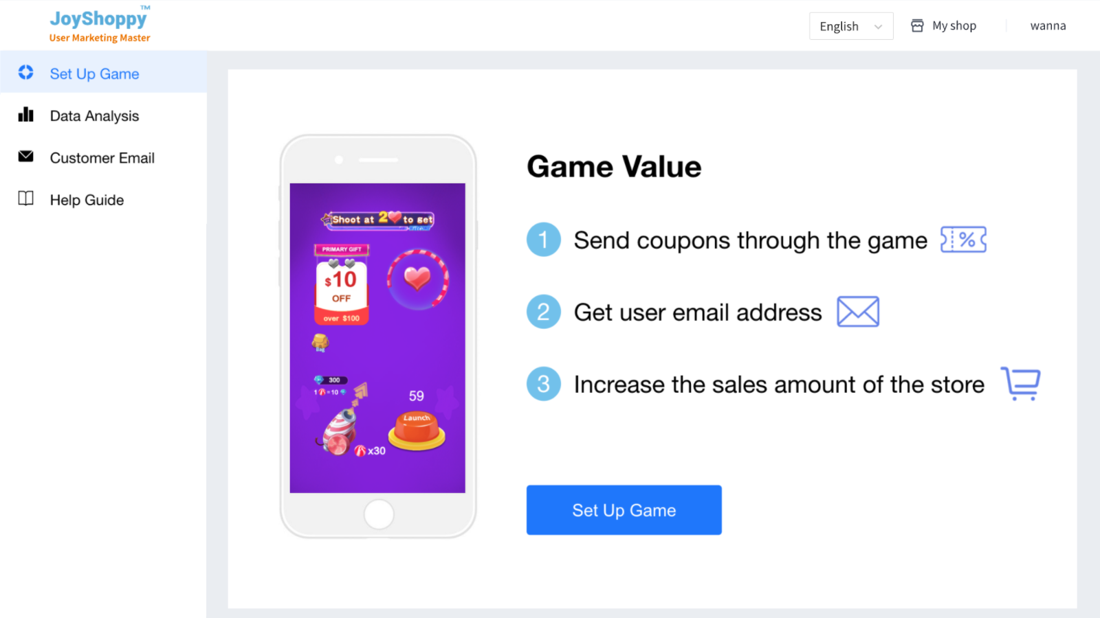 Configuration portal of Interactive marketing game 