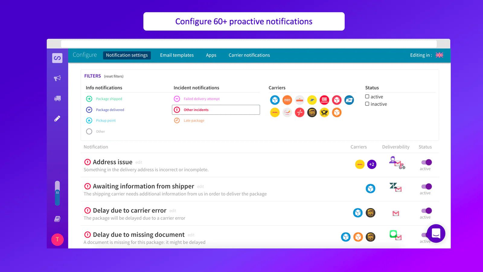 Configure 60+ proactive notifications