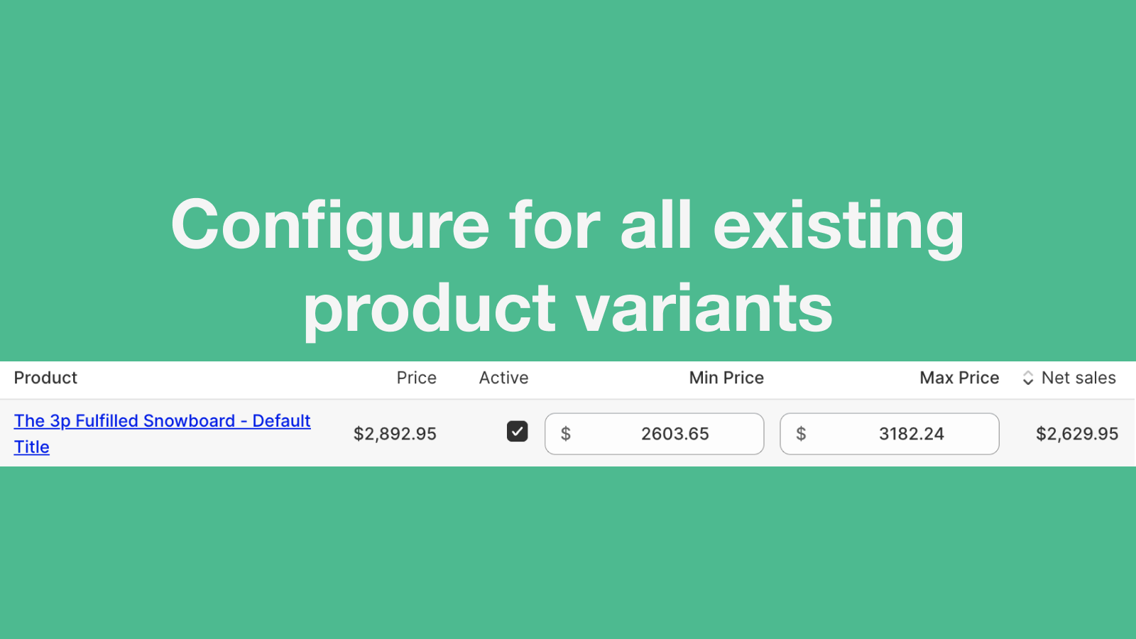 Configure for all existing product variants