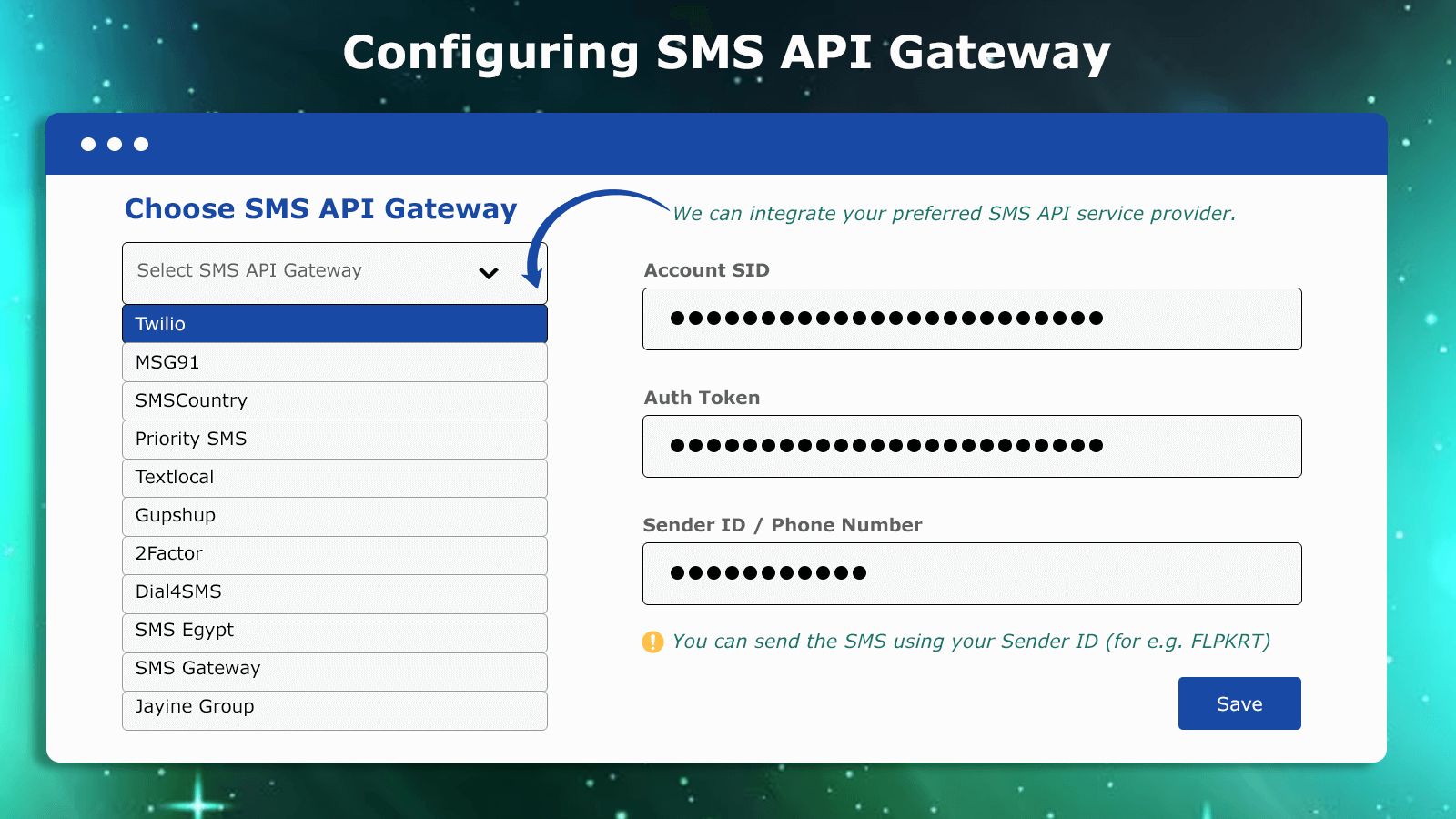 Configuring SMS API Gateway