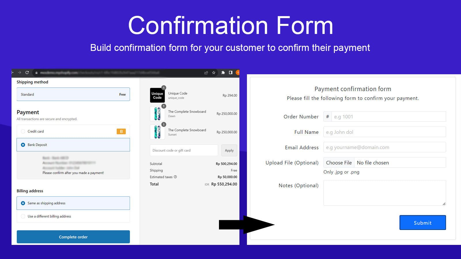 Confirmation Payment Form
