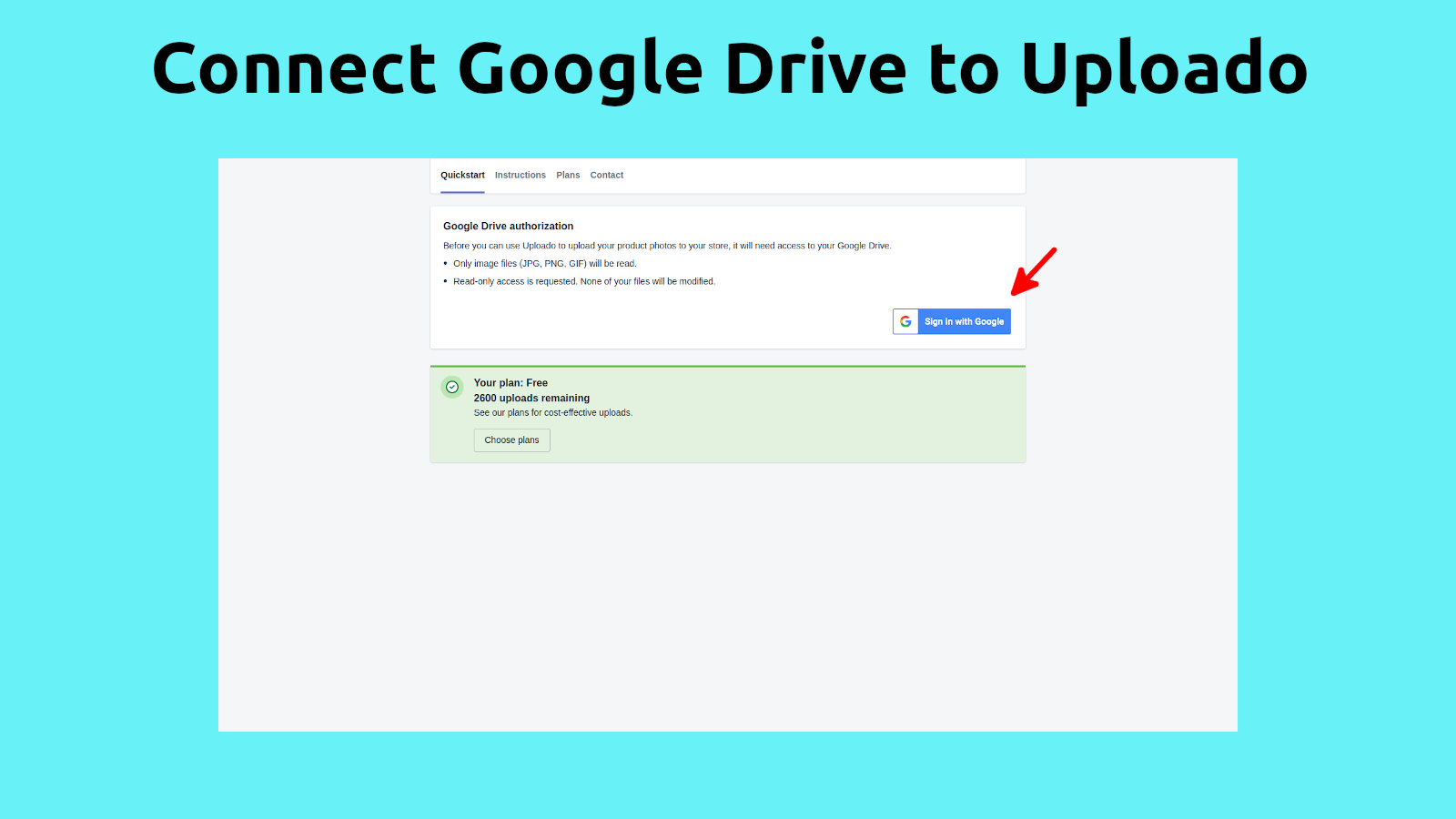 Connect Google Drive to Uploado