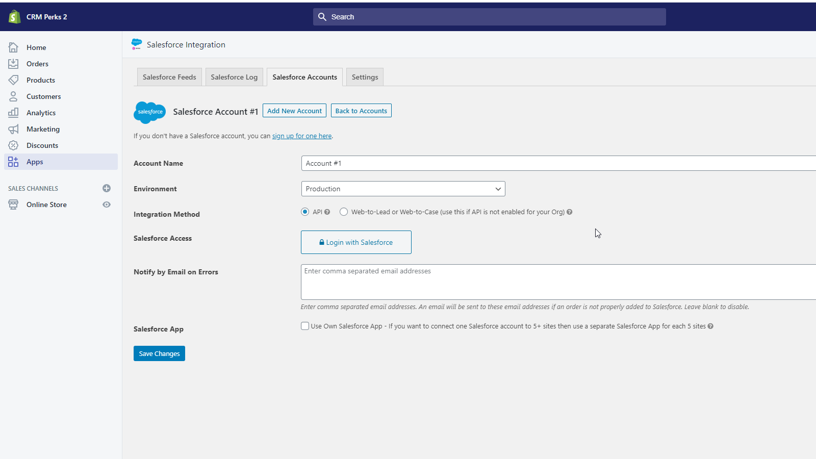 Connect Salesforce Account