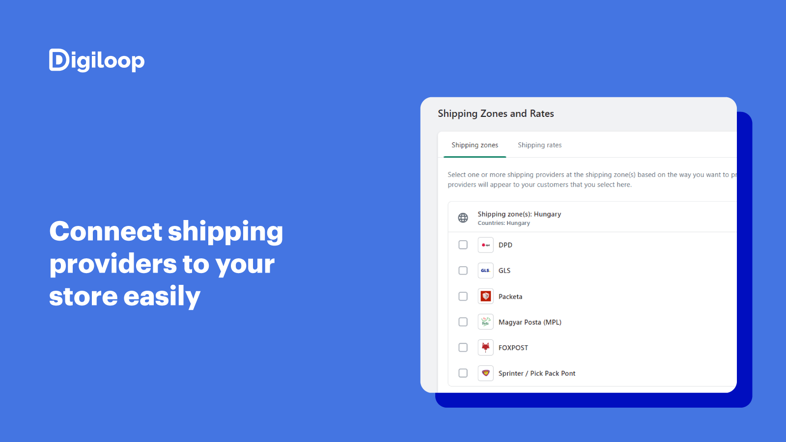 Connect shipping providers to your store easily