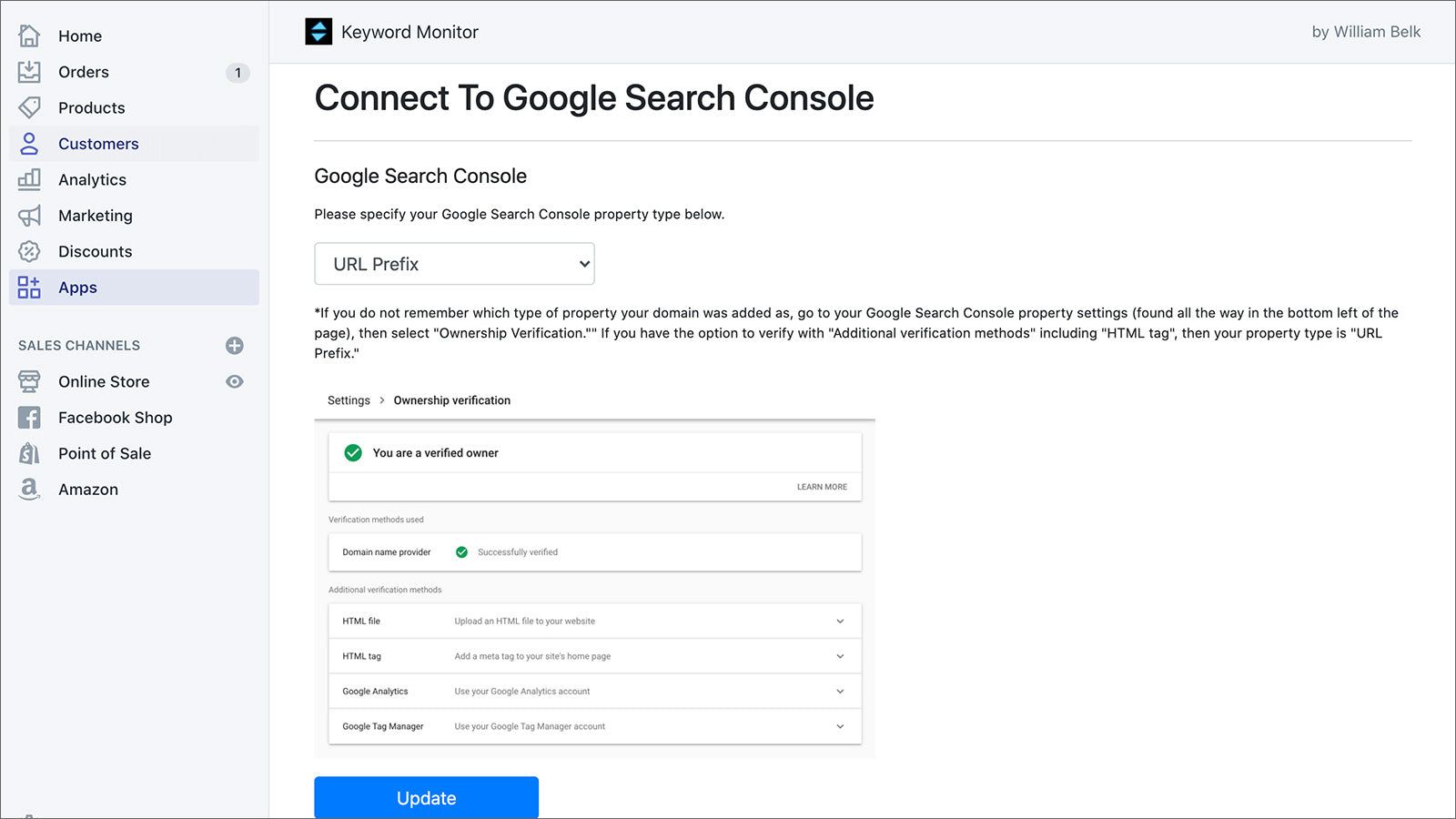 Connect to Google Search Console