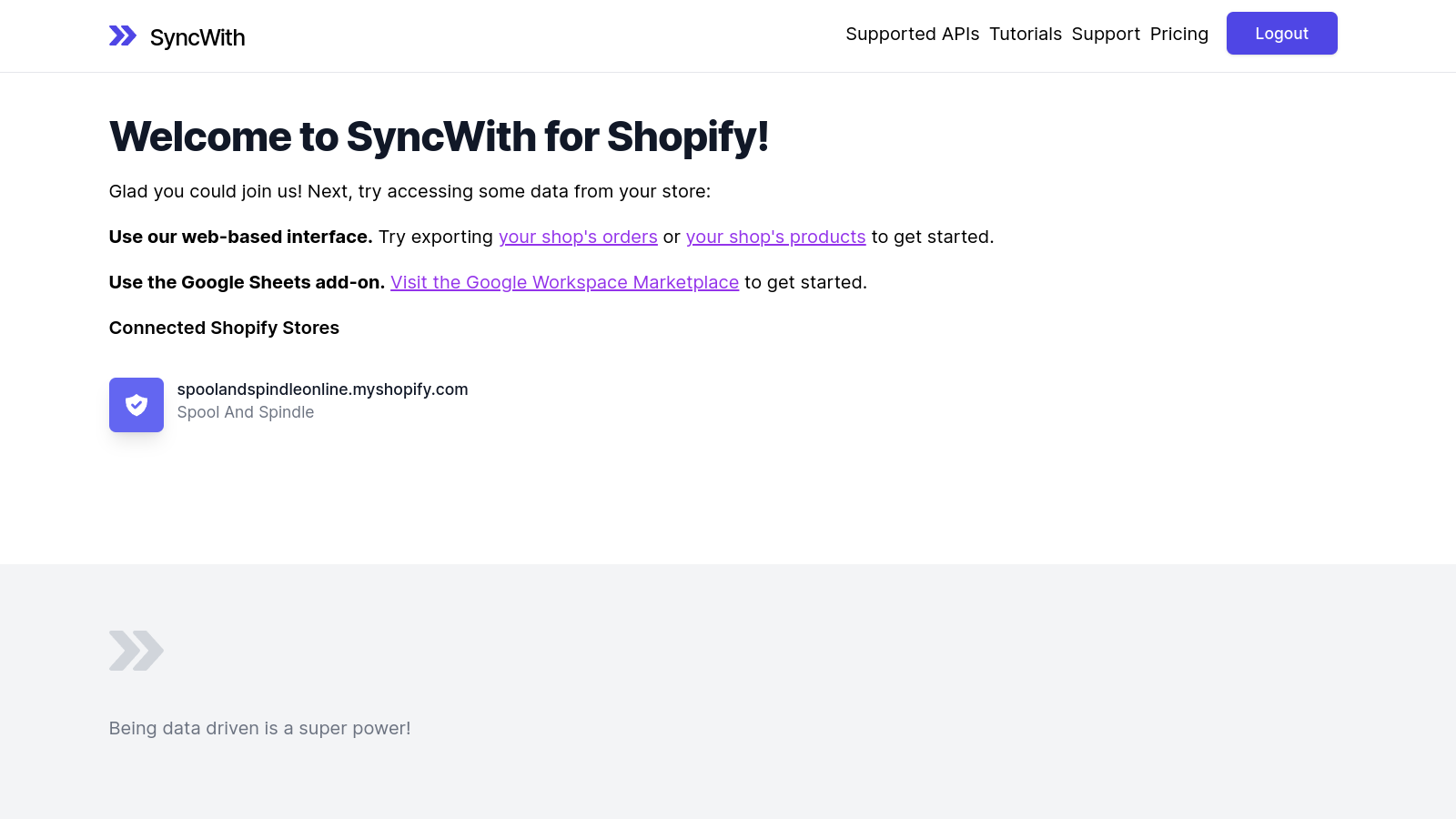 Connect to Shopify with our Google Sheets add-on