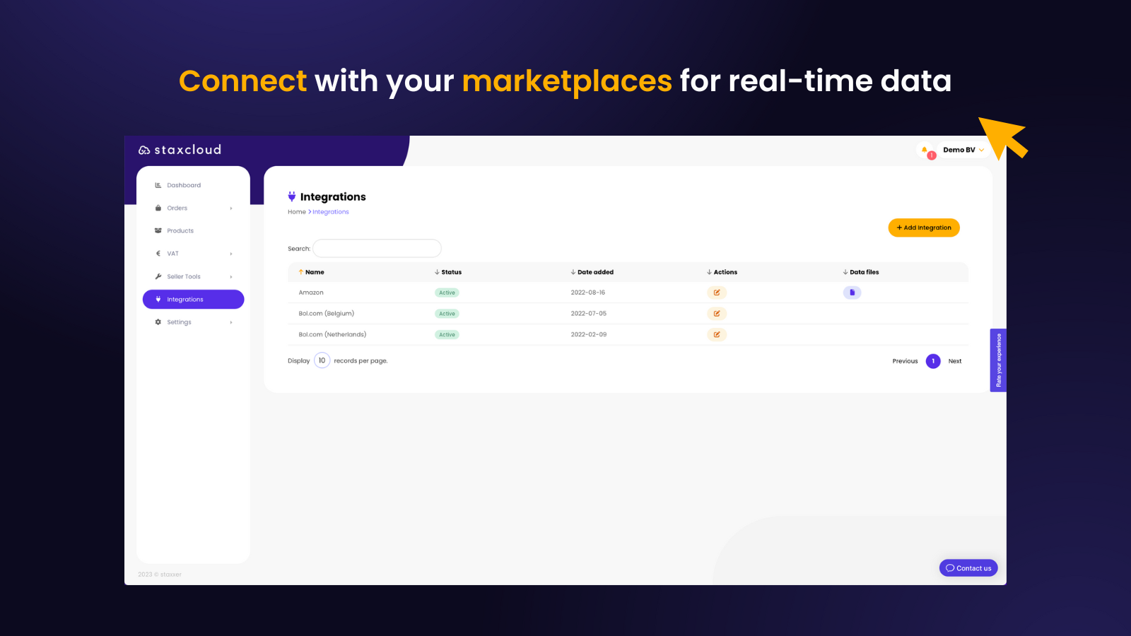 Connect with your marketplaces for real-time data
