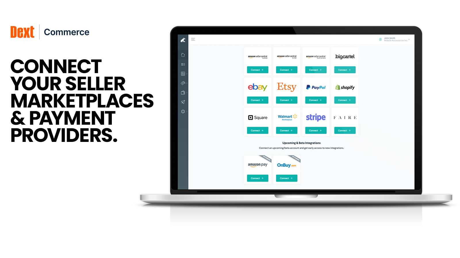 Connect your seller marketplaces & payment providers.