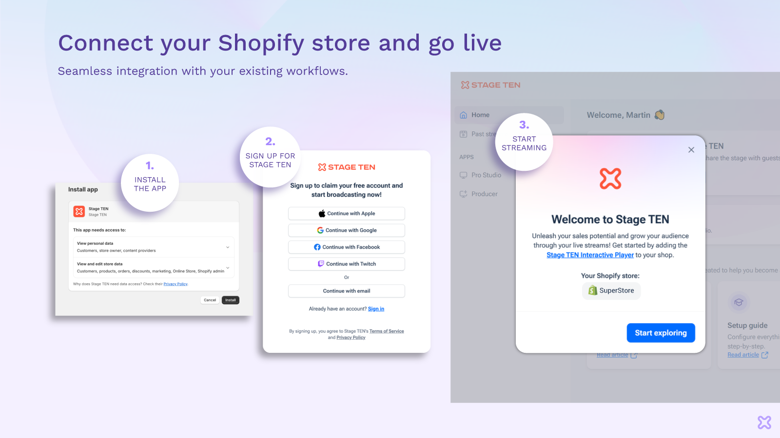 Connect your Shopify store and go live