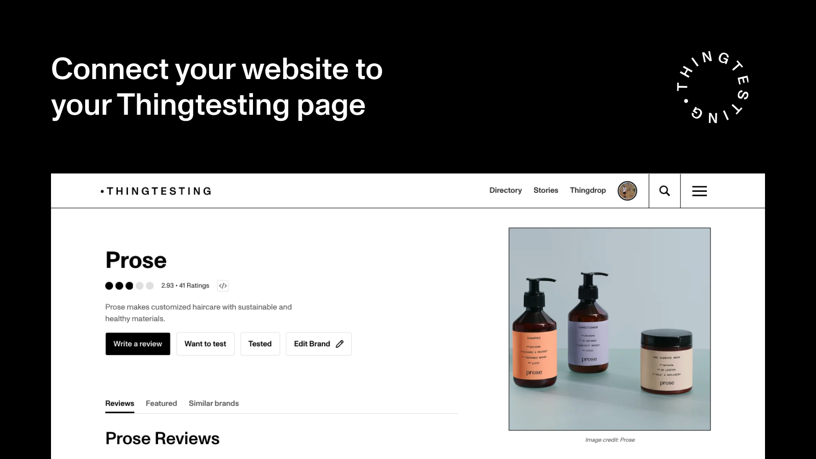 Connect your website to your Thingtesting page