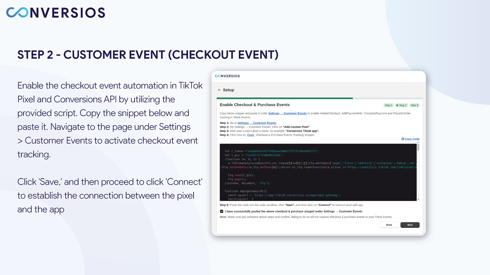Conversios  TikTok pixel and  Events API Purchase event snippet