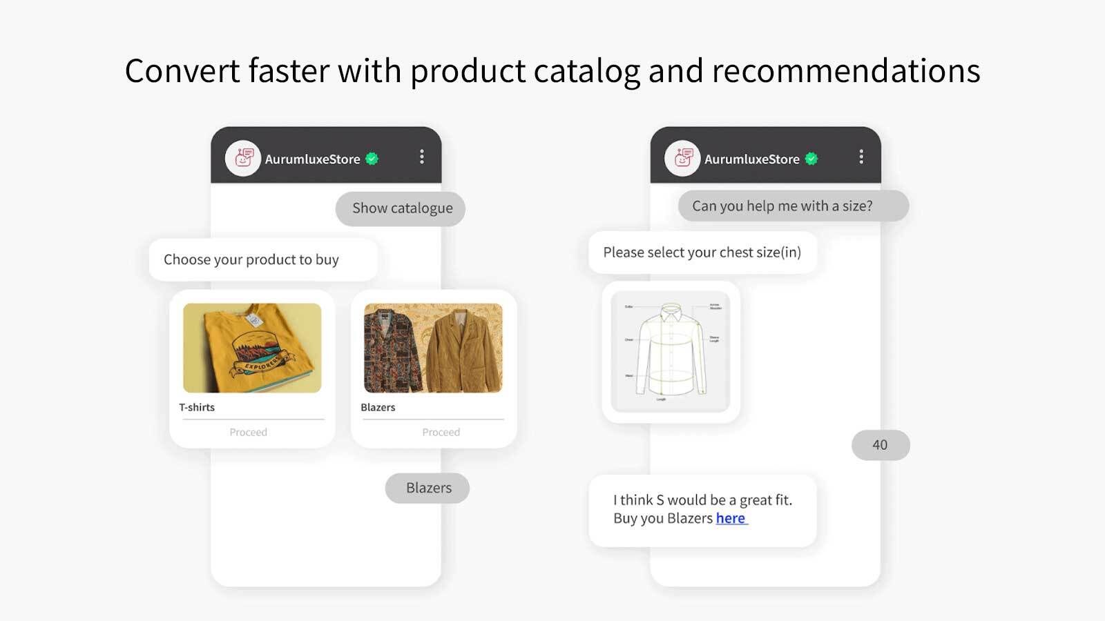 Convert faster with product catalog and recommendations