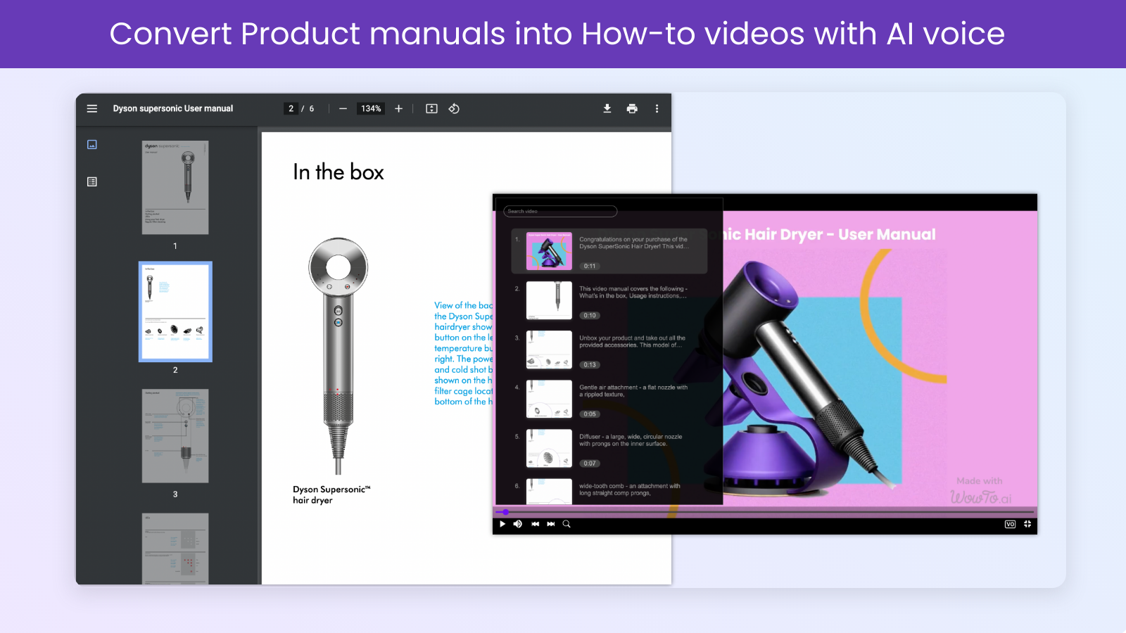 Convert PDF manuals to how-to videos with voice
