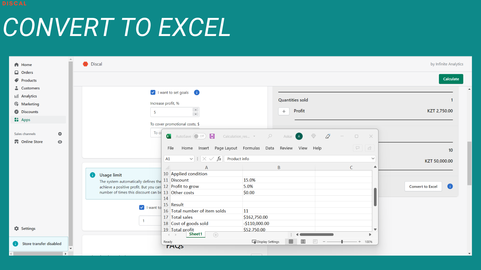 Convert to excel