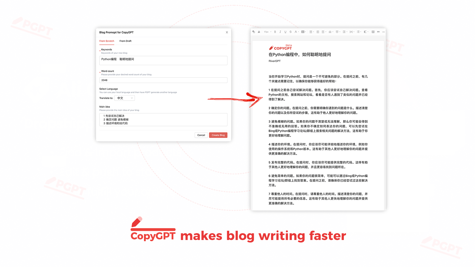 CopyGPT makes blog writing faster