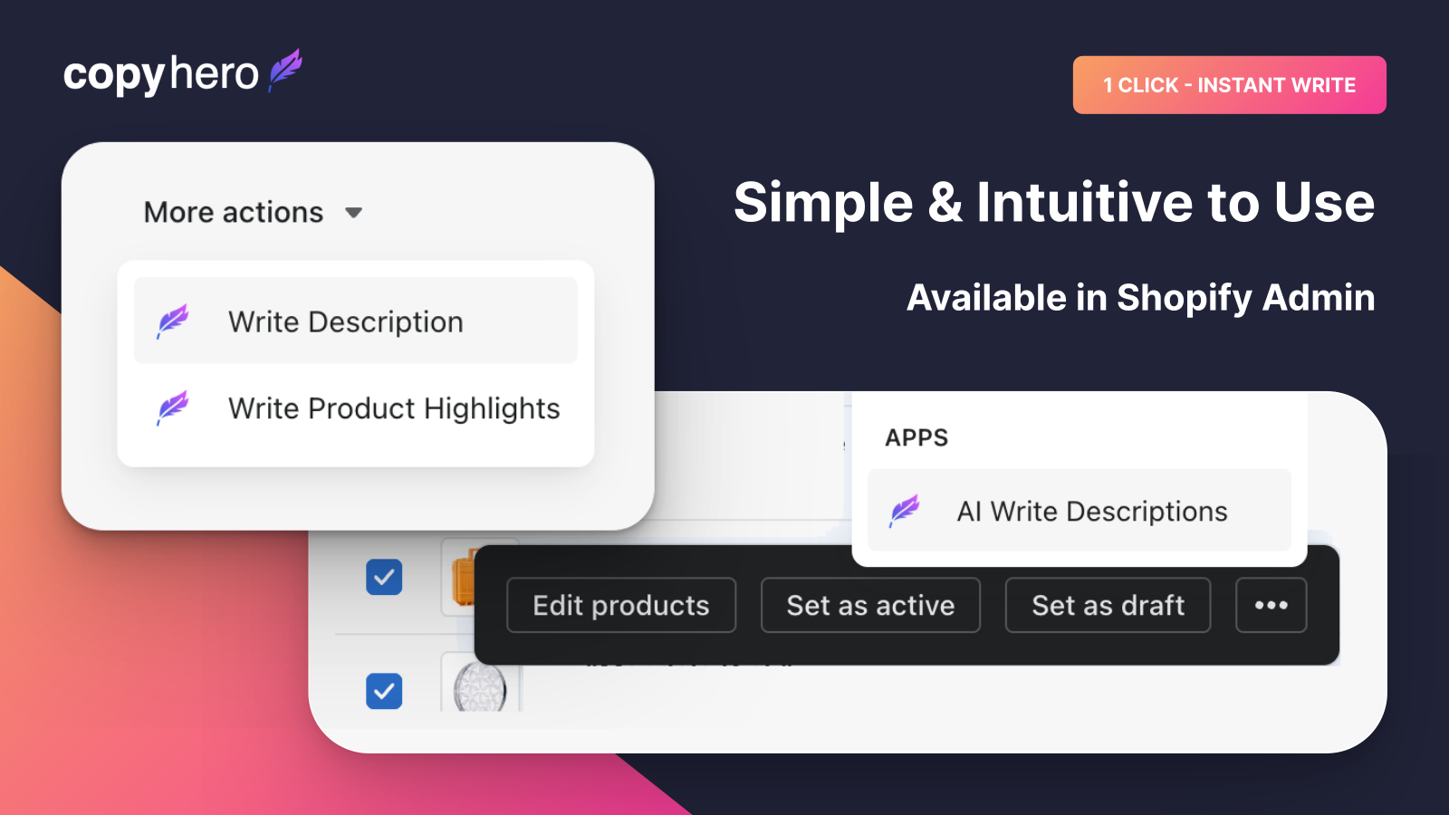 CopyHero AI Product Writer - Simple & Intuitive | Shopify Admin