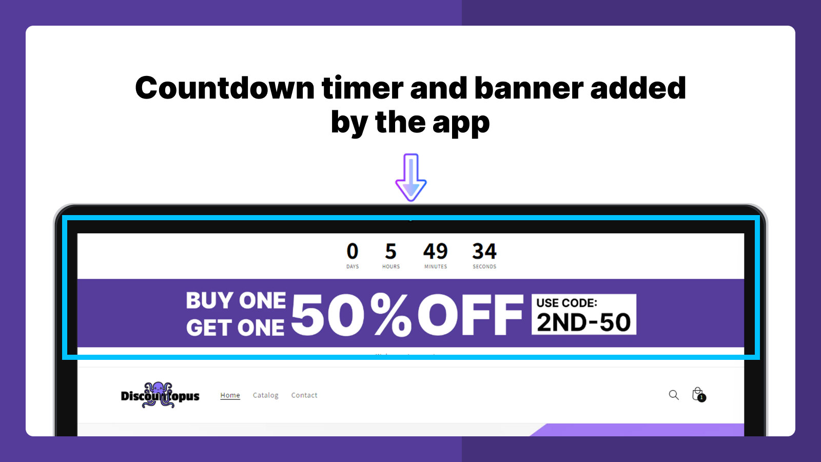 Countdown timer and banner added by the app