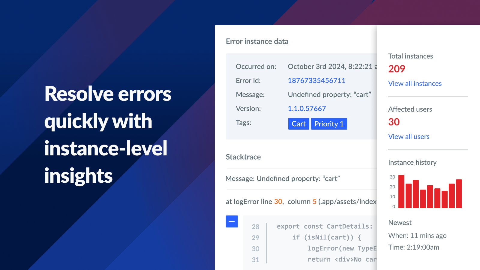 Crash Reporting error instance diagnostics